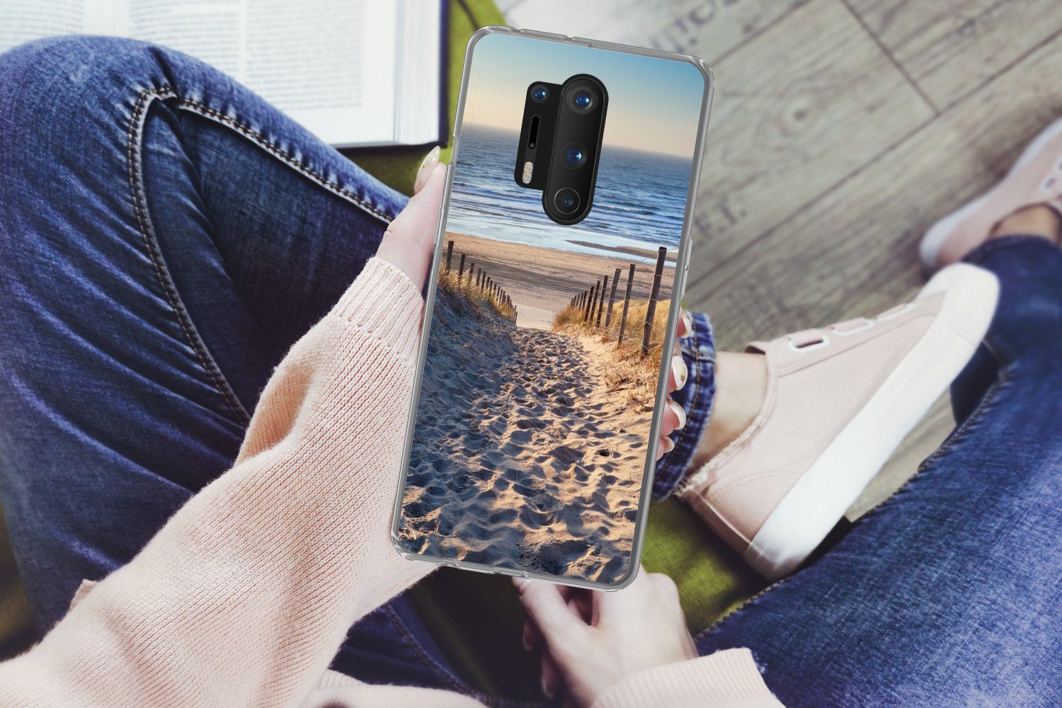 MuchoWow Handyhülle für OnePlus 8 Pro Strand - Meer - Niederlande - Dünen - Sonne, Phone Case, Silikon, Schutzhülle Dünn