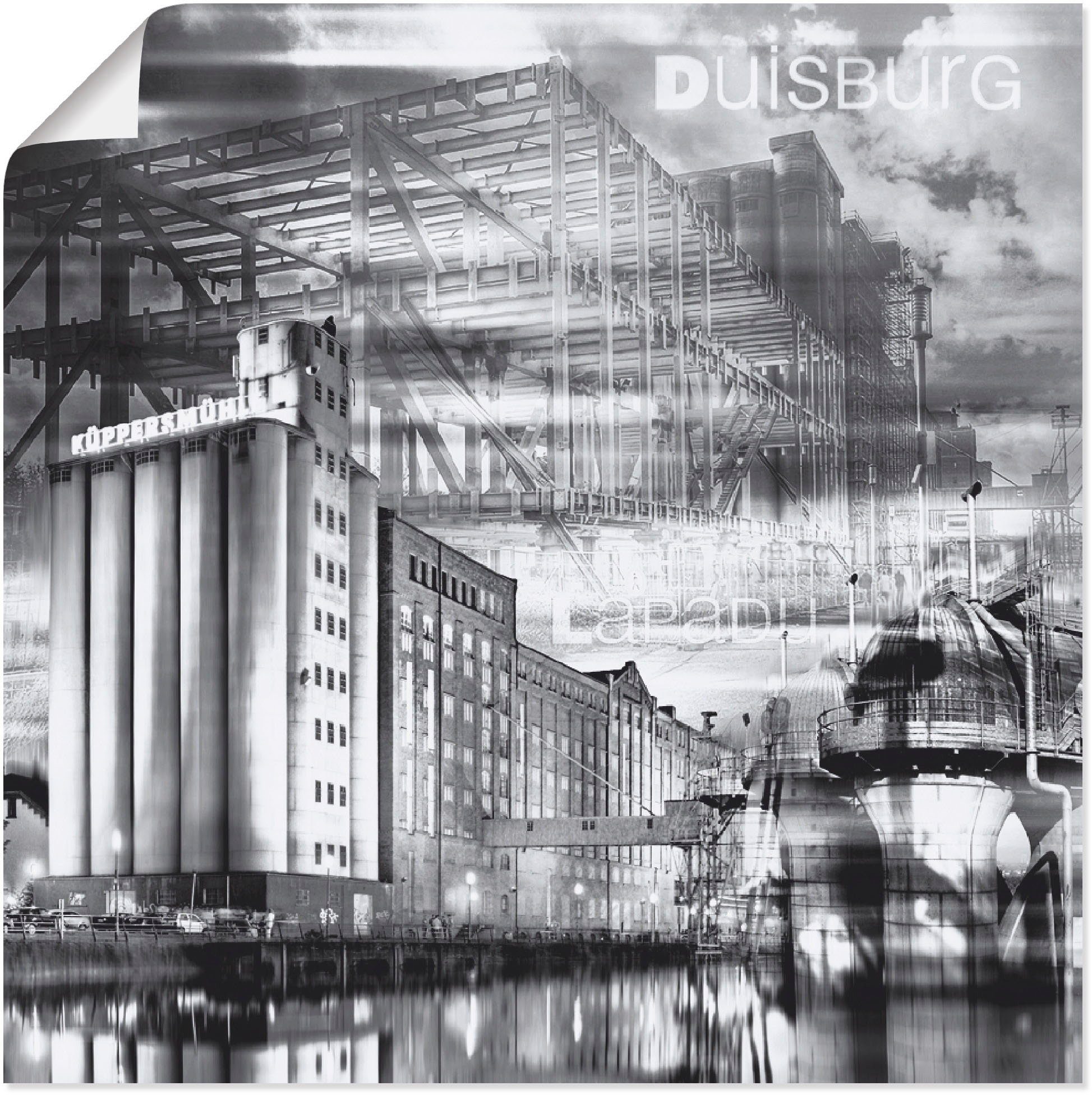 III, Deutschland Leinwandbild, Größen Wandbild (1 Poster Skyline Duisburg als versch. Wandaufkleber Collage Artland in St), oder