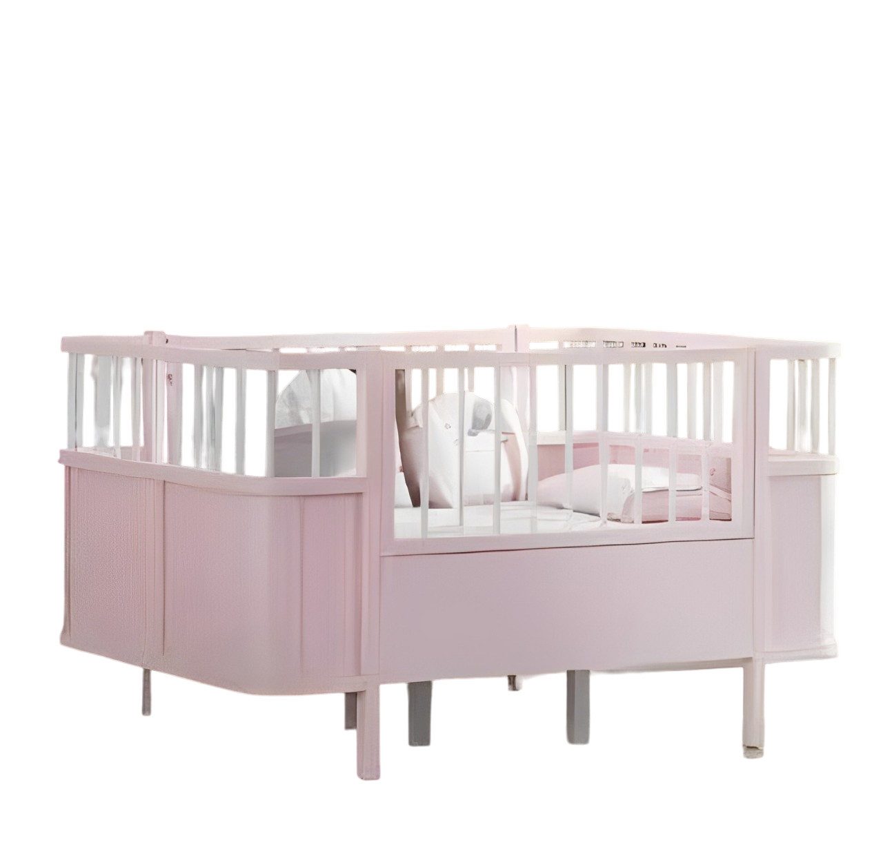 JVmoebel Kinderbett Kinderzimmer Bett Rosa Design Moderne Babybett Luxus Holz Möbel (1-tlg., Kinderbett), Made in Europa