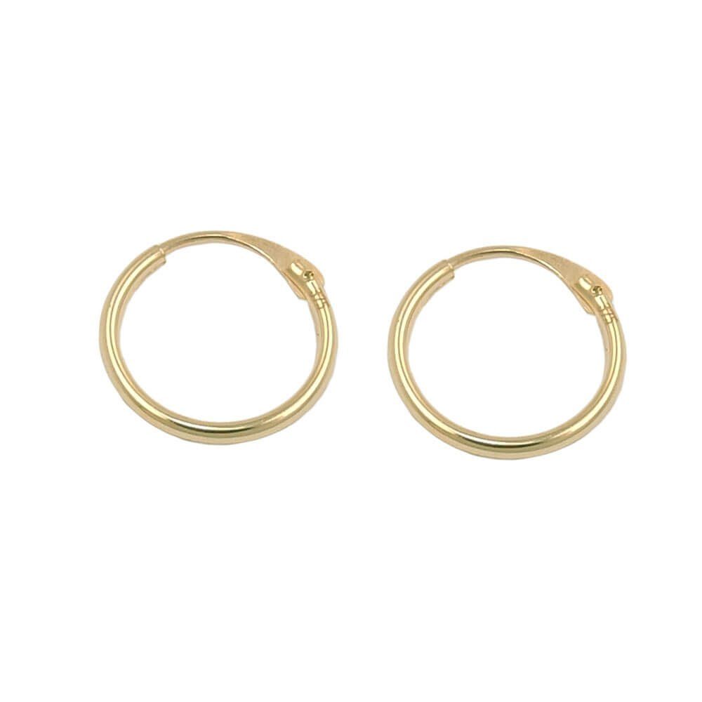 Schmuck Krone Paar Creolen Creole 10mm Drahtcreole Steckverschluss glänzend 9Kt 375 Gold, Gold 375