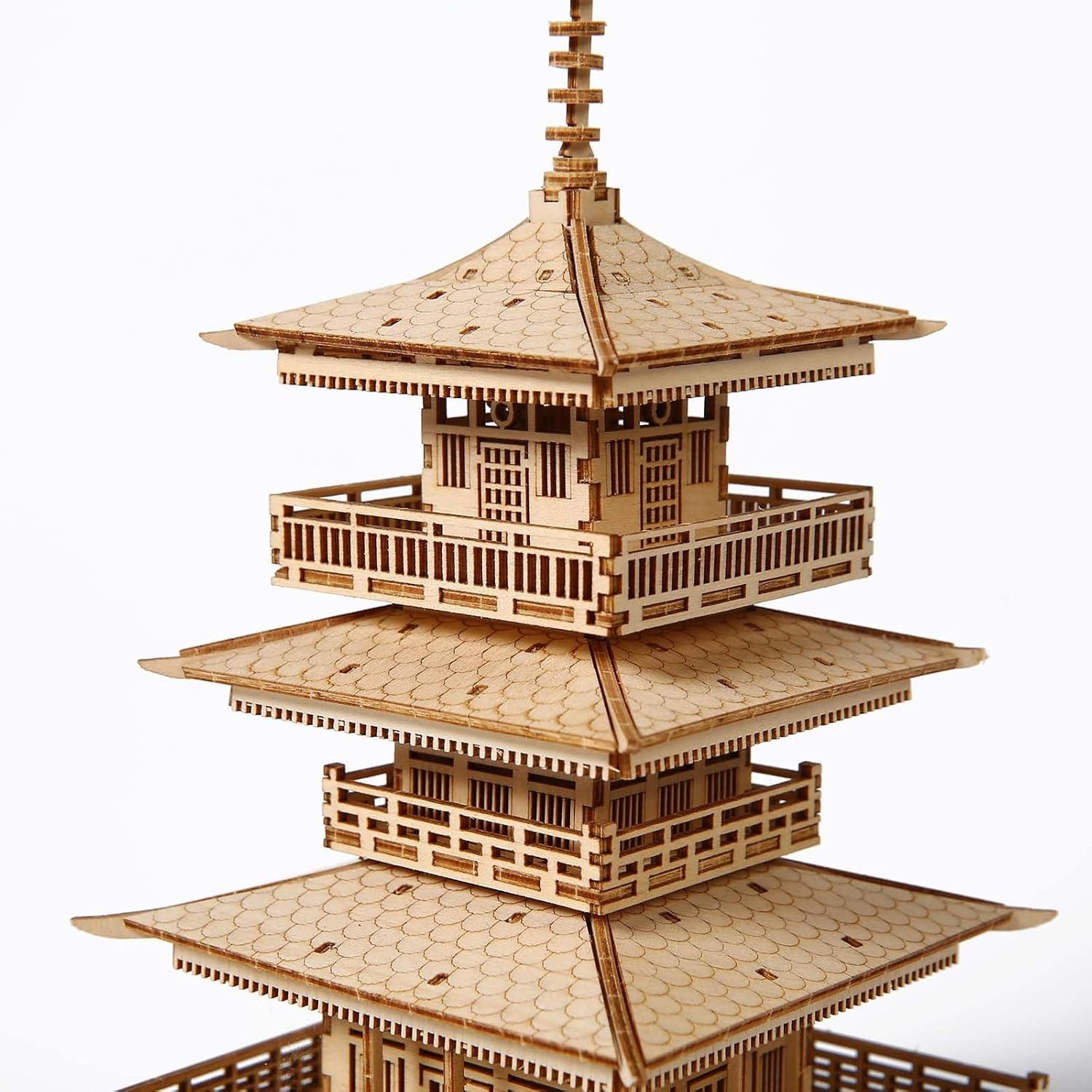 Kitcreatives 3D-Puzzle 3D Holz Puzzle für Erwachsene vierstöckiger Pagode 196 Teile, Puzzleteile