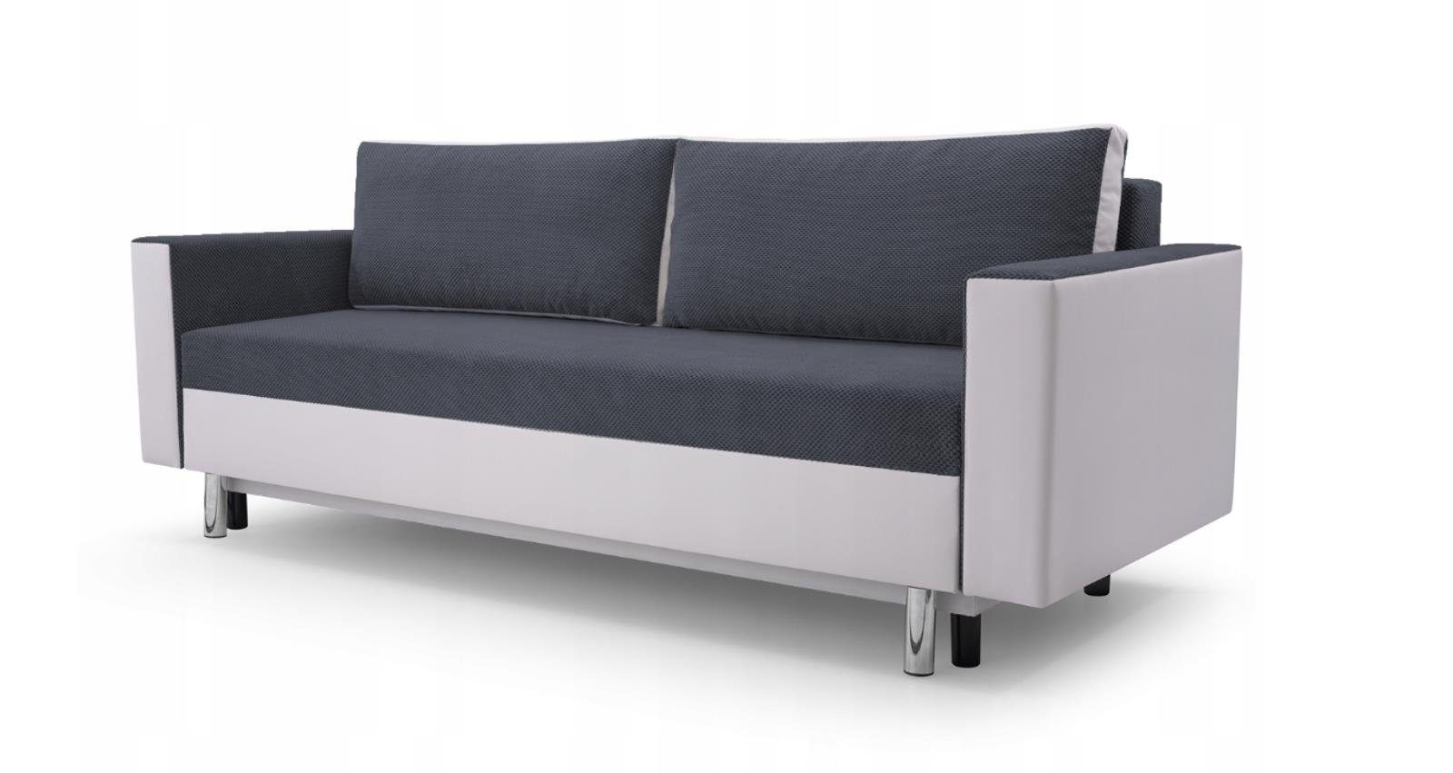 Schlaffunktion 3-Sitzer (dot + + Polstersofa und Bettkasten, Weiß Webstoff Grau + cm Sofa madryt Kunstleder, Beautysofa 95 mit MALTA, Dreisitzer aus 920) 225