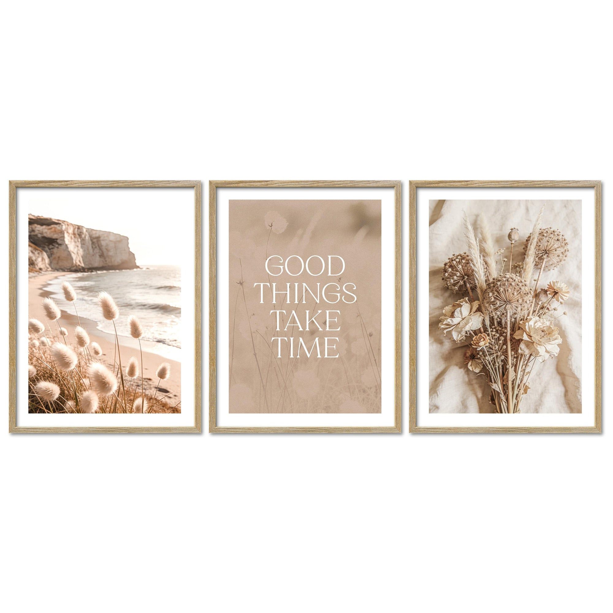 ARTFAVES Bilder-Collage Poster Set Boho Summer Trio I mehrteilige Bilderwand I Wandbilder Somm, (Wandbilder modern, 3 St)