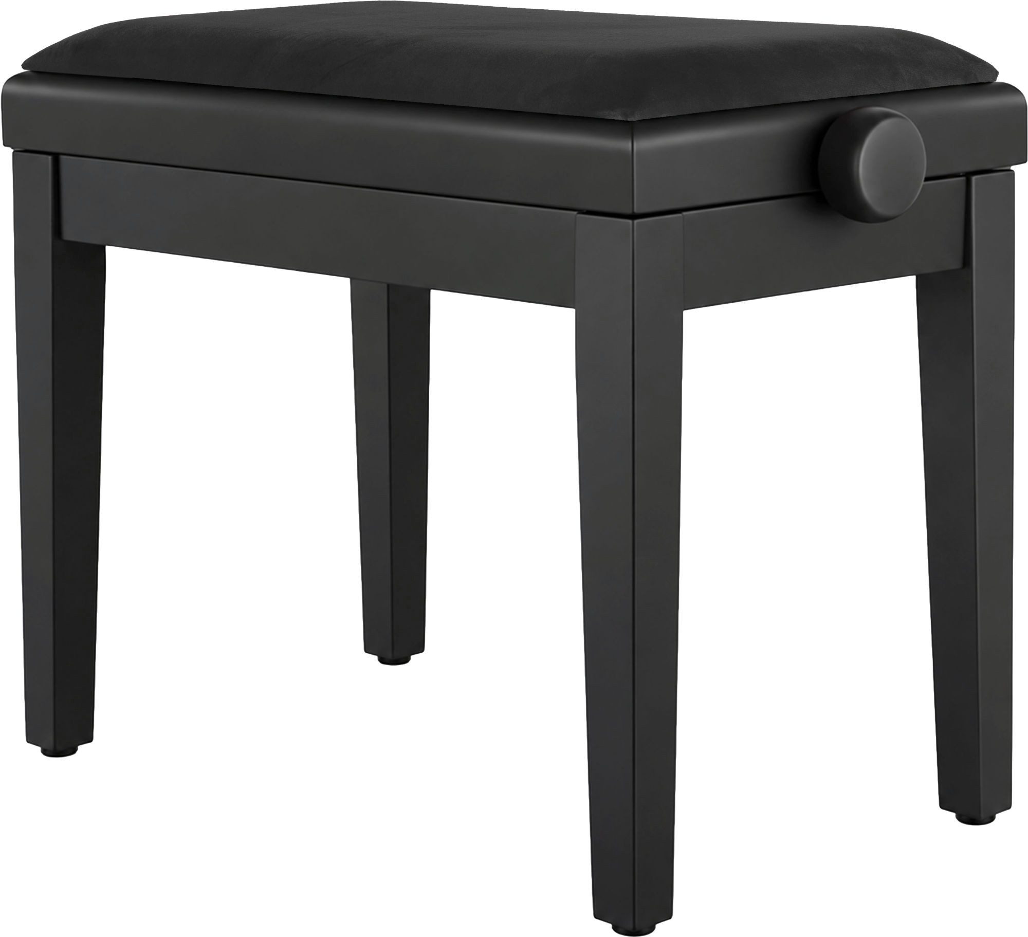 Classic Cantabile Klavierbank Pianobank Modell A Velours Schwarz Schwarz matt (Hochwertiger Klavierhocker, 1-St., abnehmbare Sitzfläche: 53 x 30,5 cm), 2-fache Kreuz-Mechanik