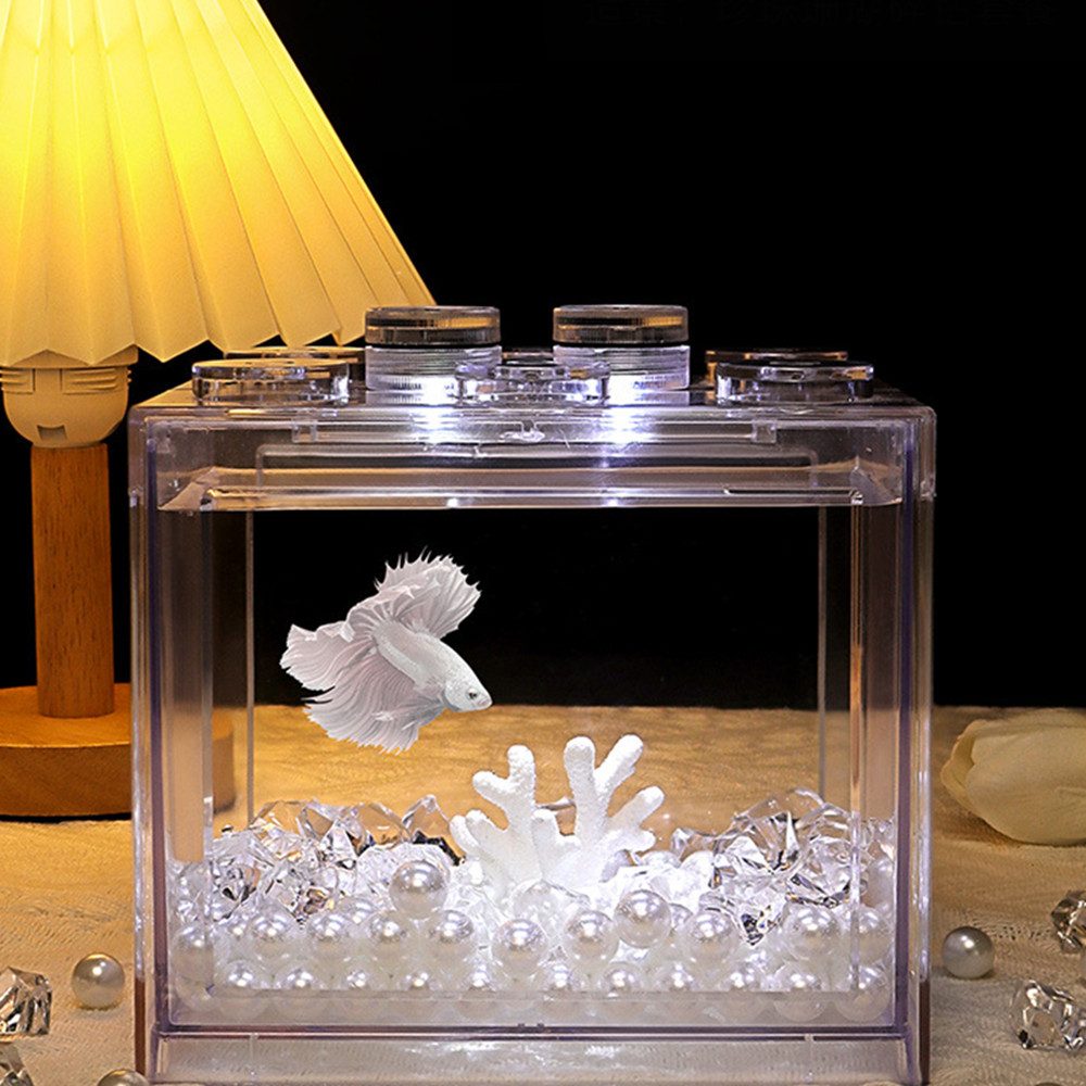 Aquarium Fischbecken-Set, Kleines Aquarium, Acryl-Aquarium mit Licht