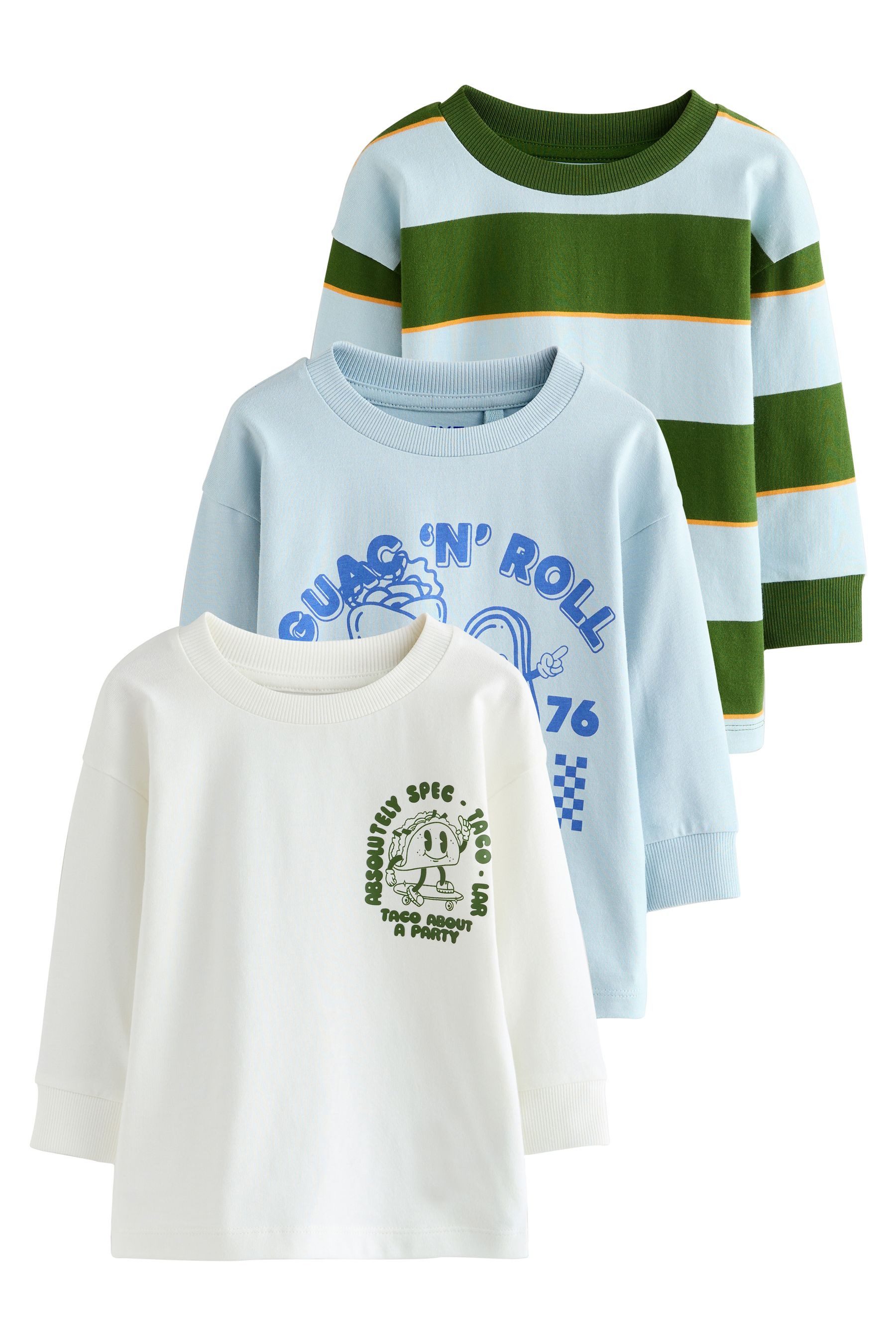 Next Langarmshirt 3er-Pack T-Shirts mit Grafik-Print günstig online kaufen