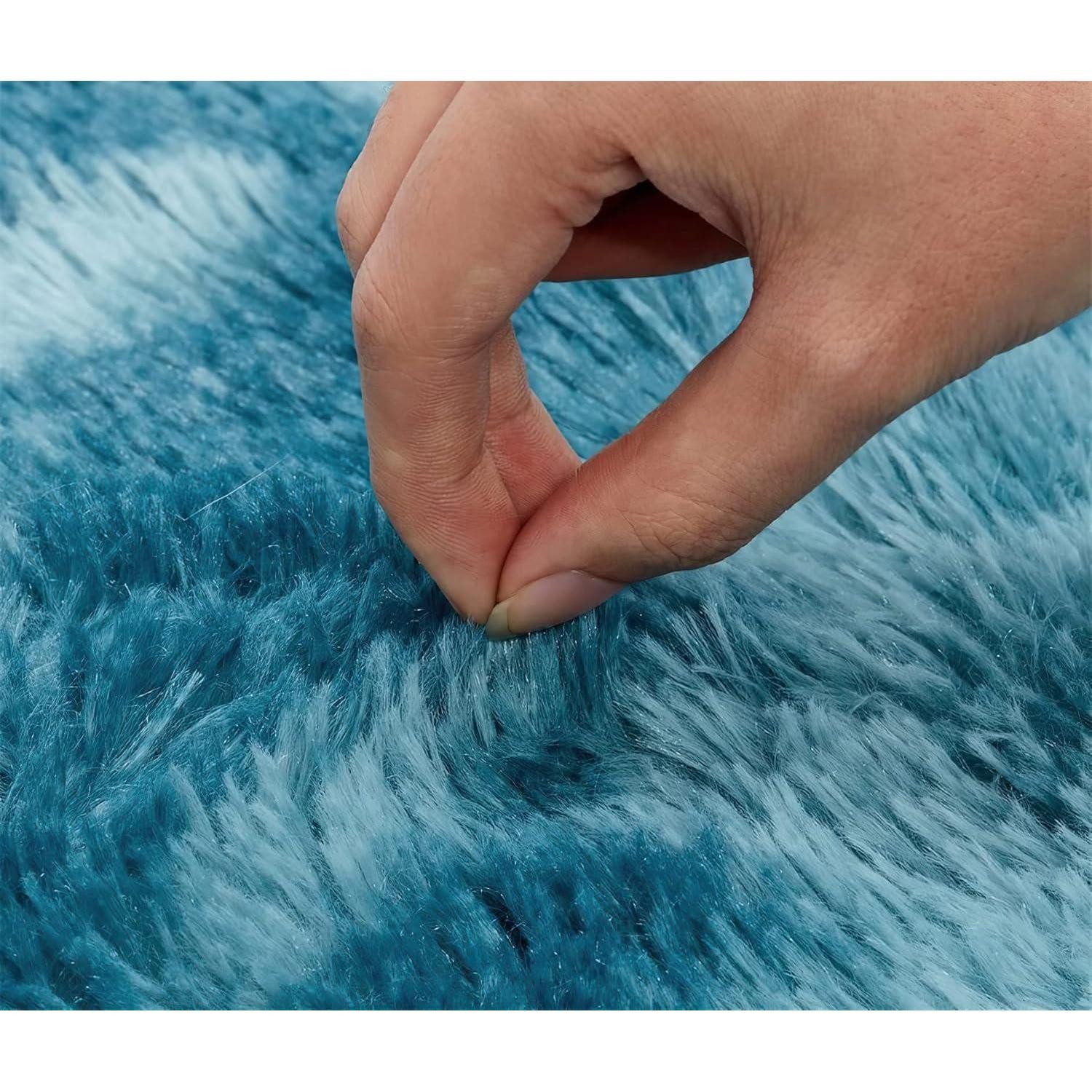 LuxusKollektion Hochflor-Teppich Teppich Hochflor Shaggy Wohnzimmer Schlafzimmer Navy Blau 80 x 150 cm
