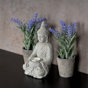 Kunstpflanze, Levandeo®, 2er Set Kunstblumen Lavendel Je H34cm Zimmerpflanze Violett Deko