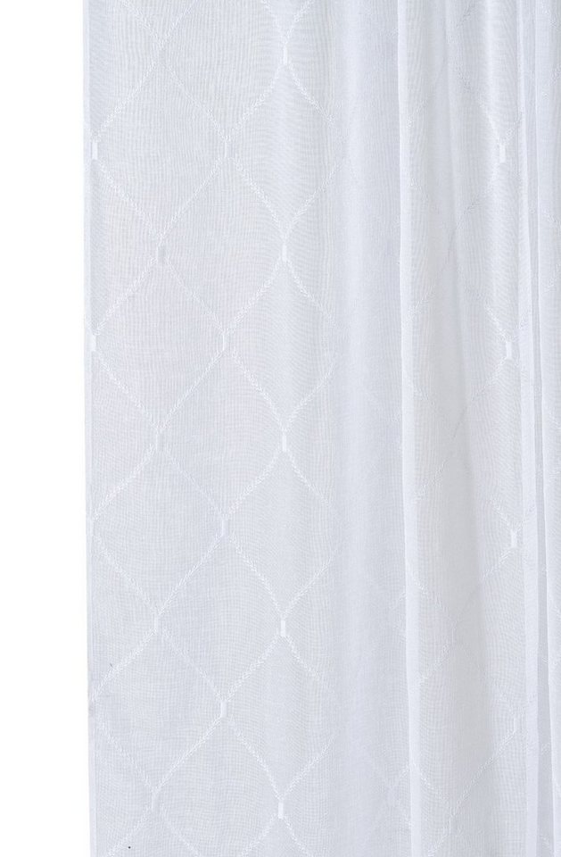 Vorhang CHRISU, Verd. Schlaufen, Weiß, L 245 x B 140 cm, Home4You, verdeckte  Schlaufen, halbtransparent, aus hochwertigem Polyester