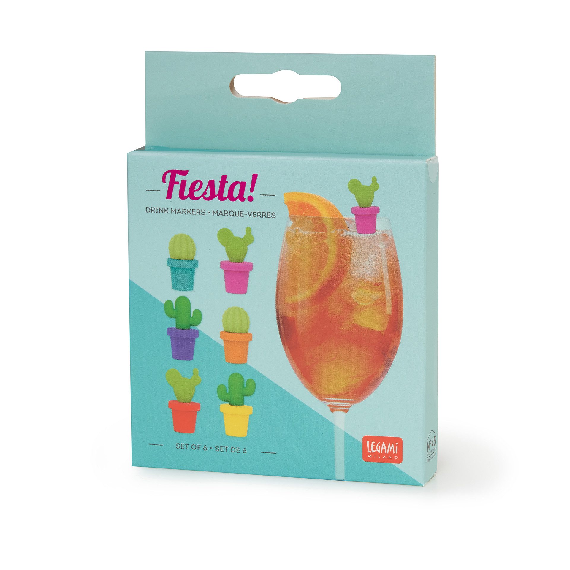 Legami Becher Legami Set mit 6 Glasmarkern Fiesta! Cactus Kaktus