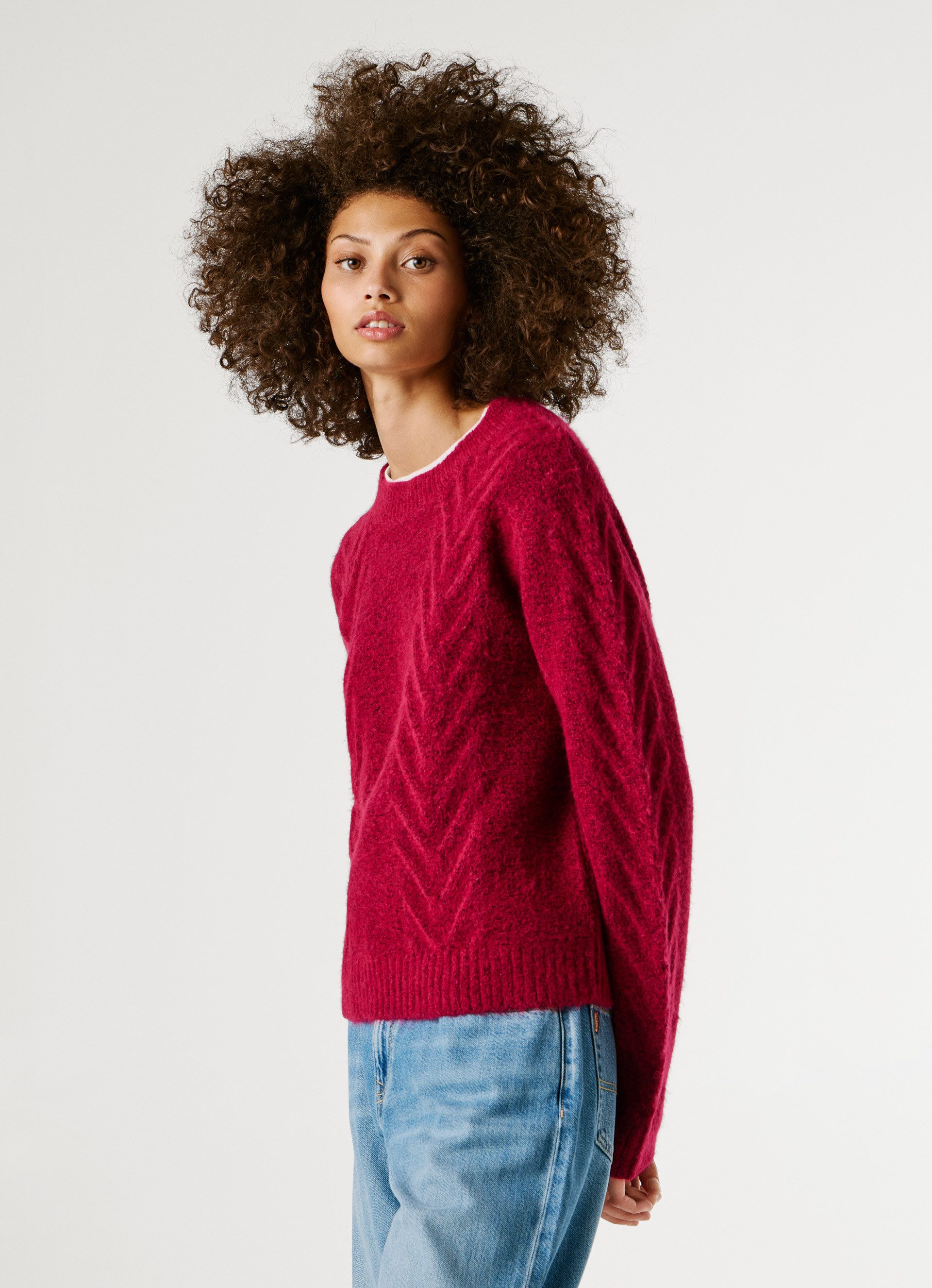 Pepe Jeans Strickpullover mit Zopfmuster und Woll-Anteil günstig online kaufen