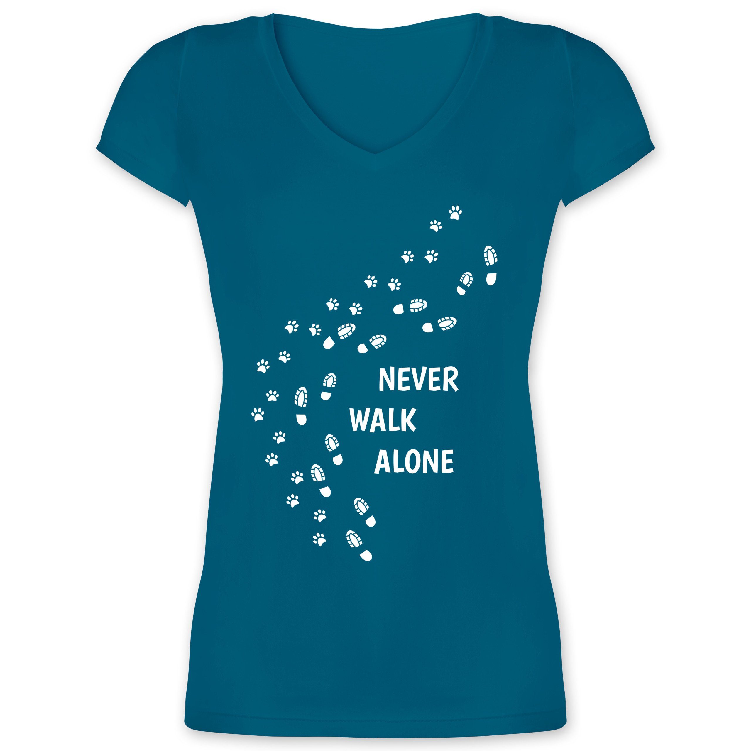 Shirtracer T Shirt Never Walk Alone Pfotenabdrucke Damen T Shirt Mit V Ausschnitt Online Kaufen Otto