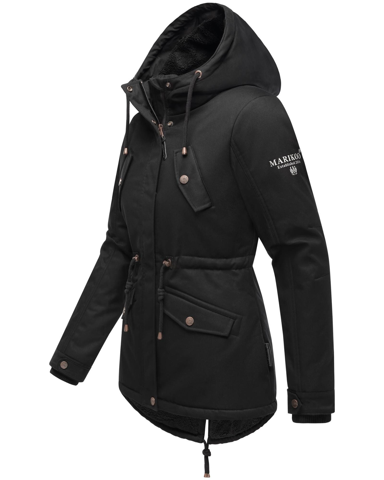 Marikoo Winterjacke Manolya stylischer Kurzmantel mit weichem Teddyfell-Futter