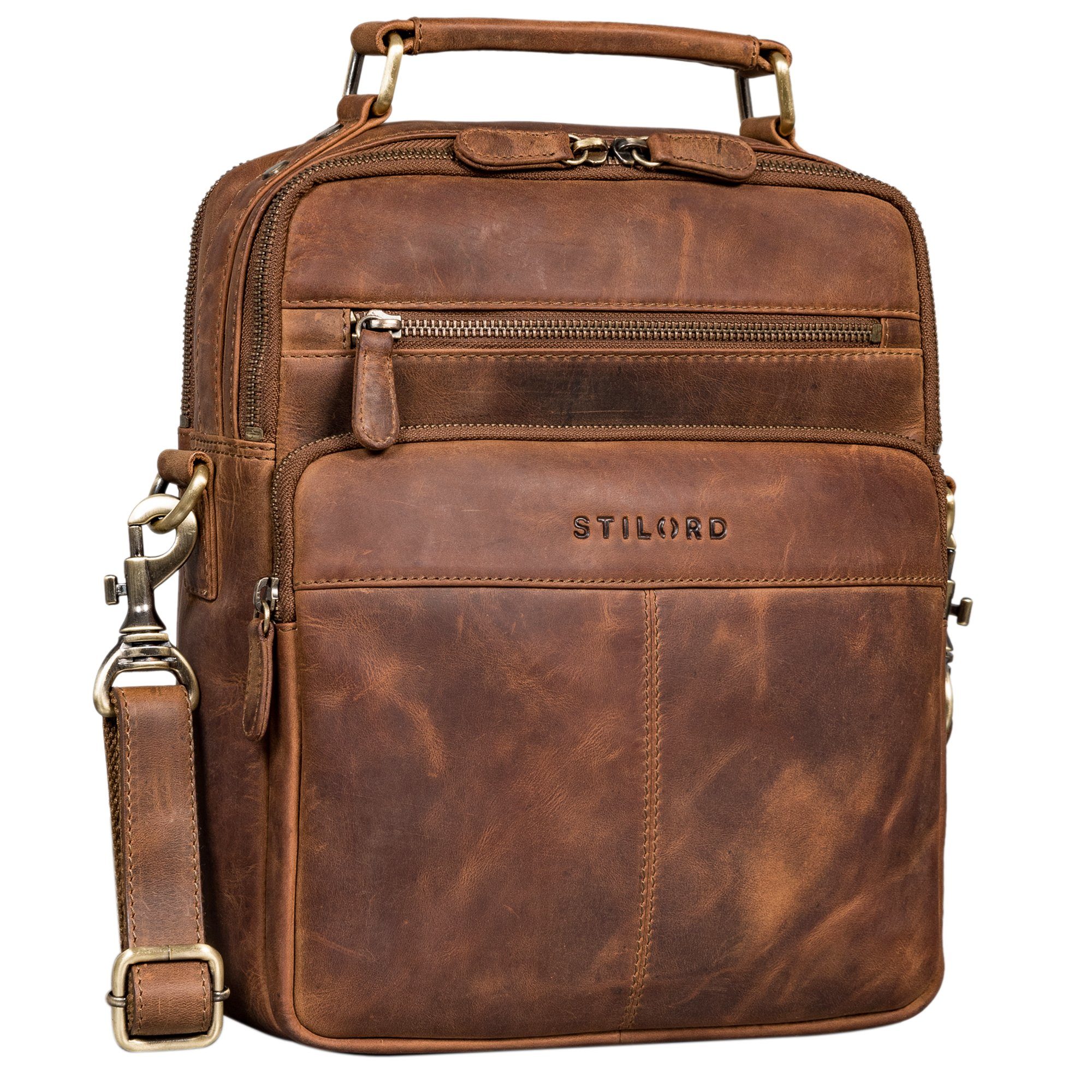 STILORD Schultertasche "Joe" Modische Herrentasche mit Handgriff zum Umhängen aus Leder – Bild 3 von 5