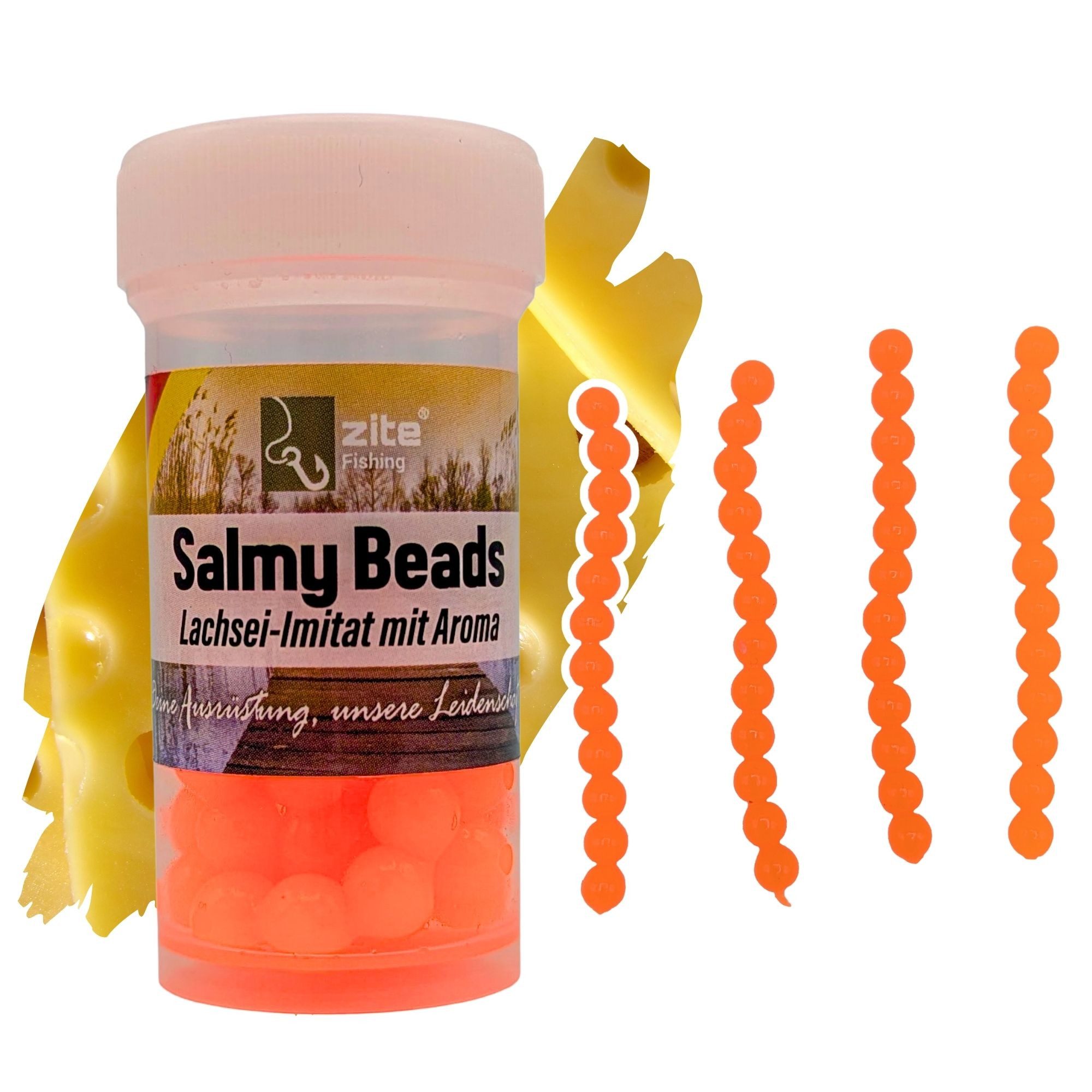 Kunstköder Salmy Beads verschiedene Aromen 8mm 60STK Lachsei Forellenköder