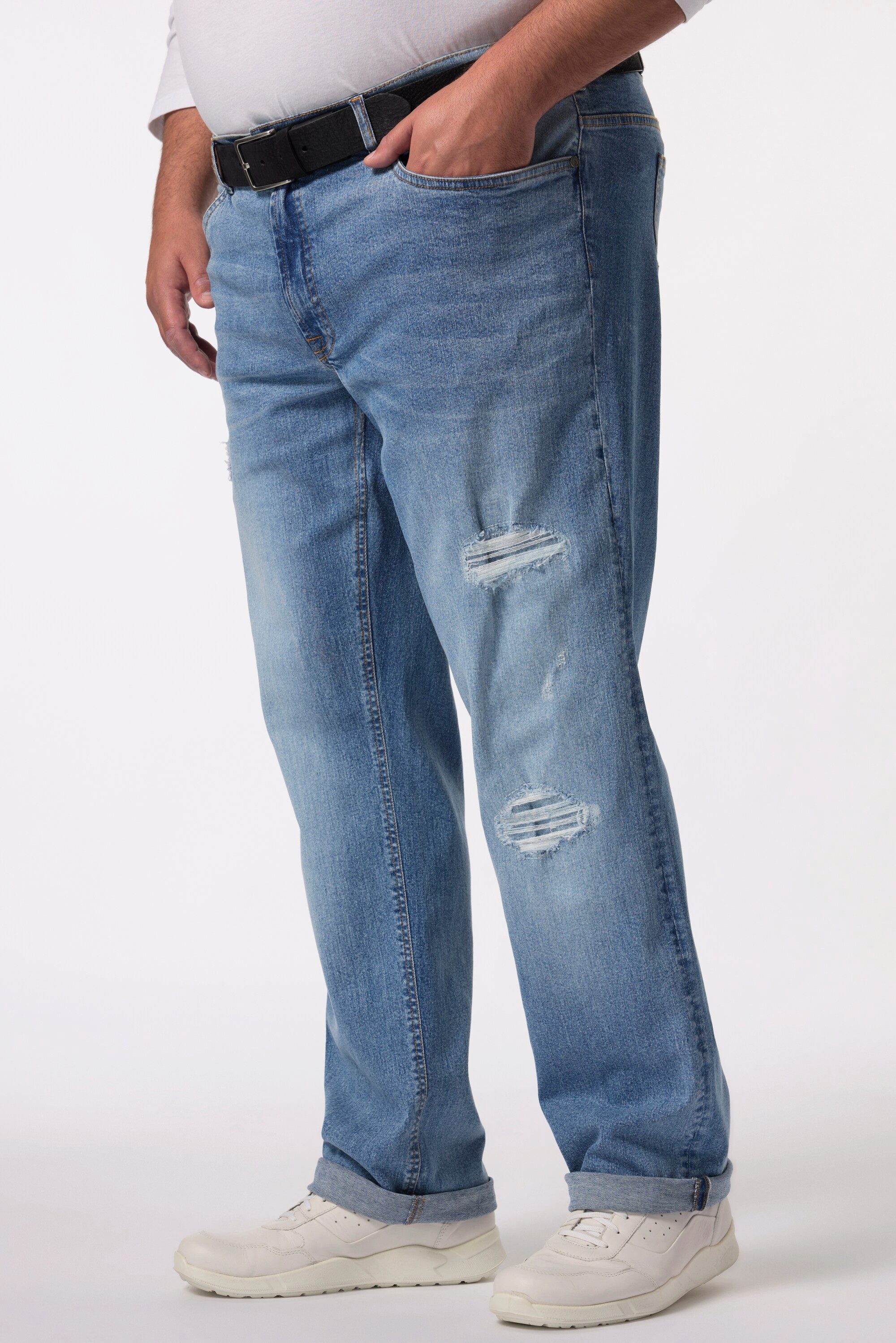 Men Plus 5-Pocket-Jeans Jeans Bauchfit Regular Fit 5-Pocket Destroys