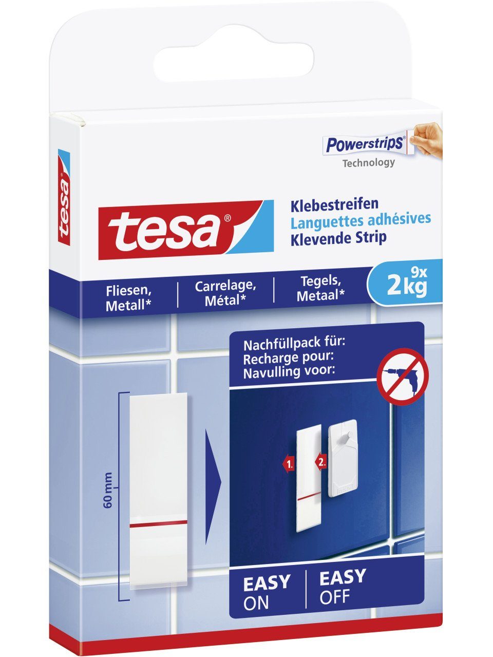 Klebehaken tesa Klebestreifen für Fliesen und Metall 9 Stück