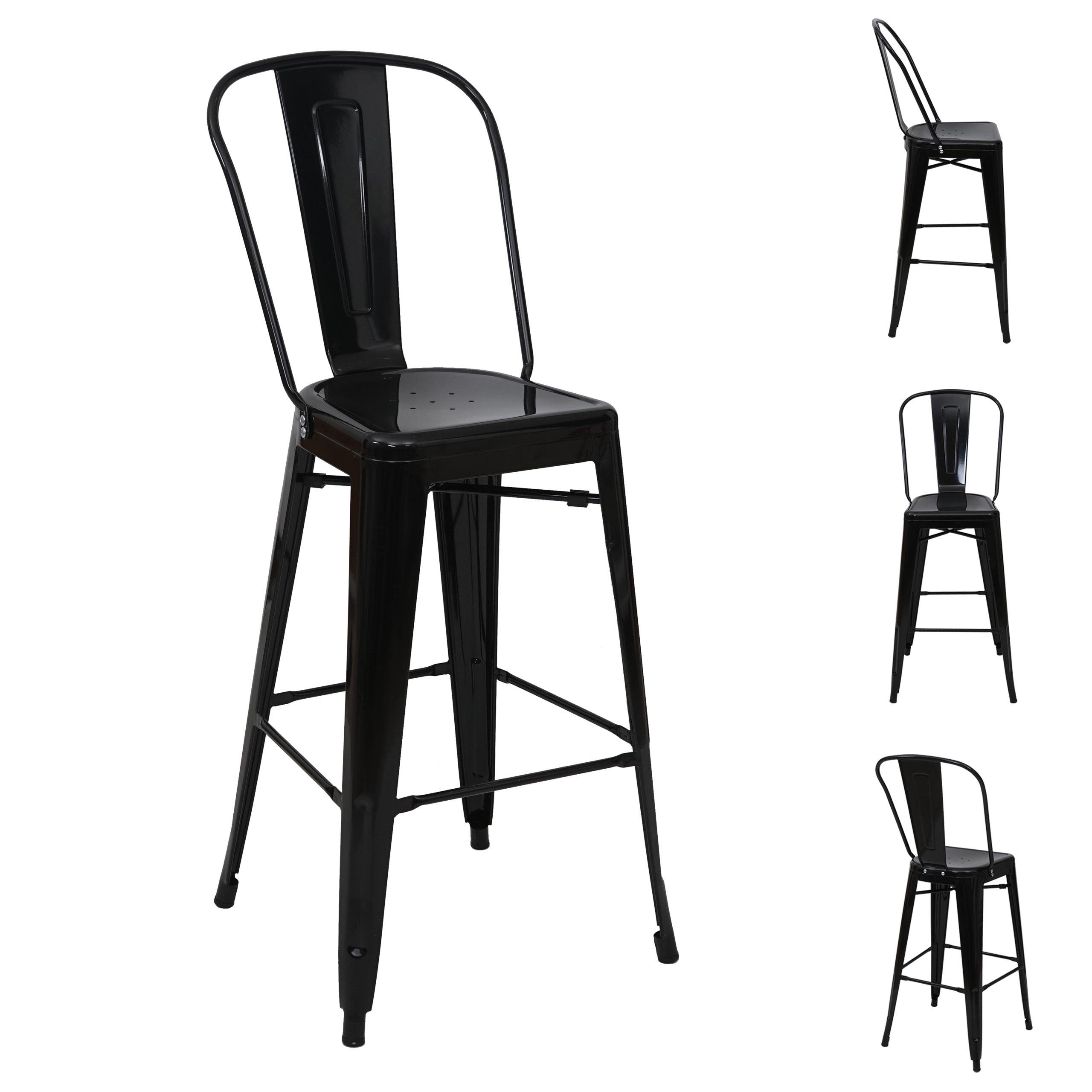 MCW Barhocker MCW-A73-L-4 (Set, 4er), 4er-Set, Querstreben für Stabilität, Belastbarkeit pro Stuhl: 120 kg schwarz