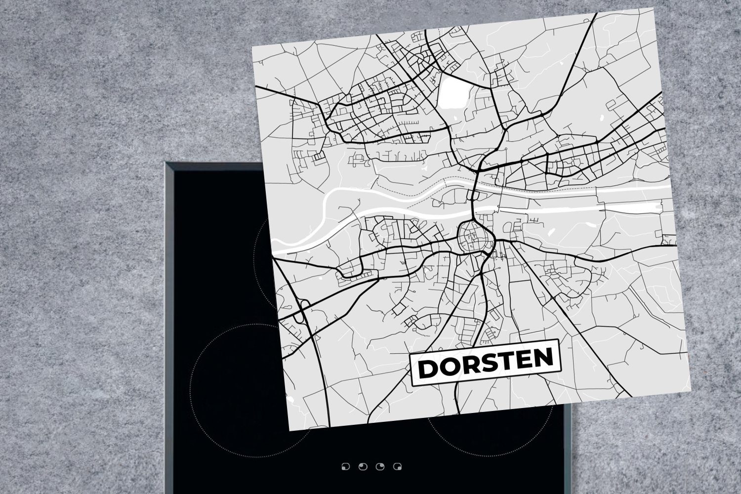 MuchoWow Herdblende-/Abdeckplatte Karte - Stadtplan Arbeitsplatte für Dorsten, - cm, tlg), Vinyl, 78x78 küche Ceranfeldabdeckung, Deutschland (1 