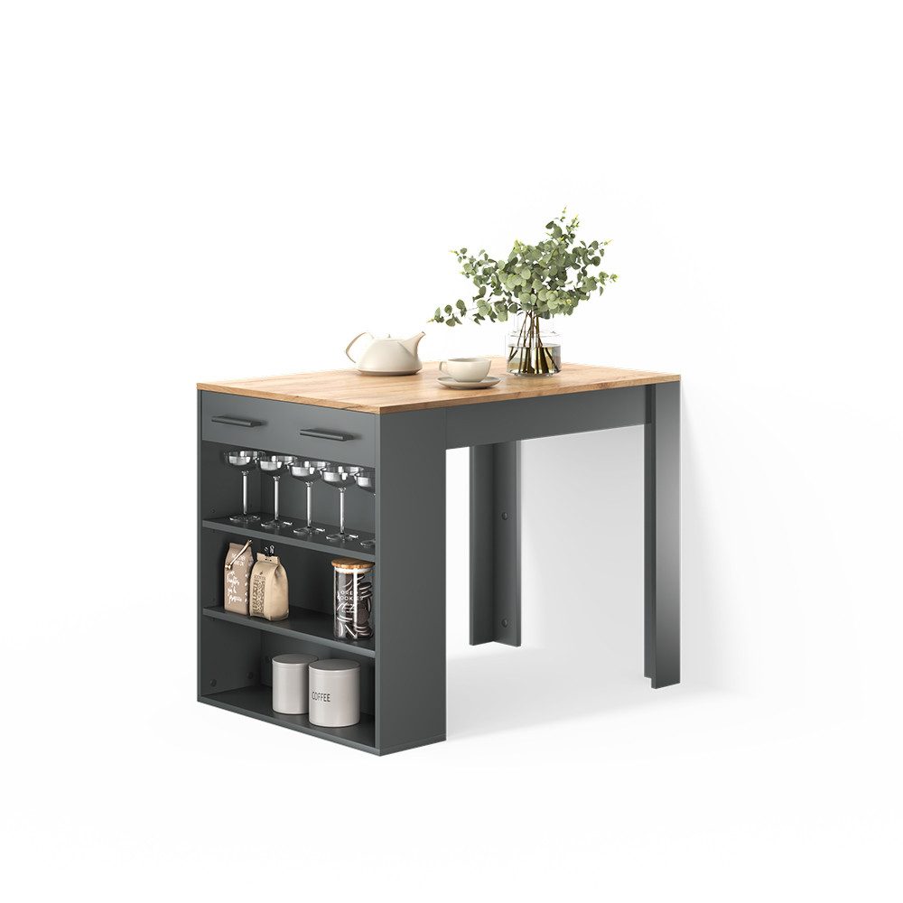 Livinity® Bartisch Regusa, Anthrazit/Goldkraft Eiche/Goldkraft Eiche, 67 x 100 cm (1-St)