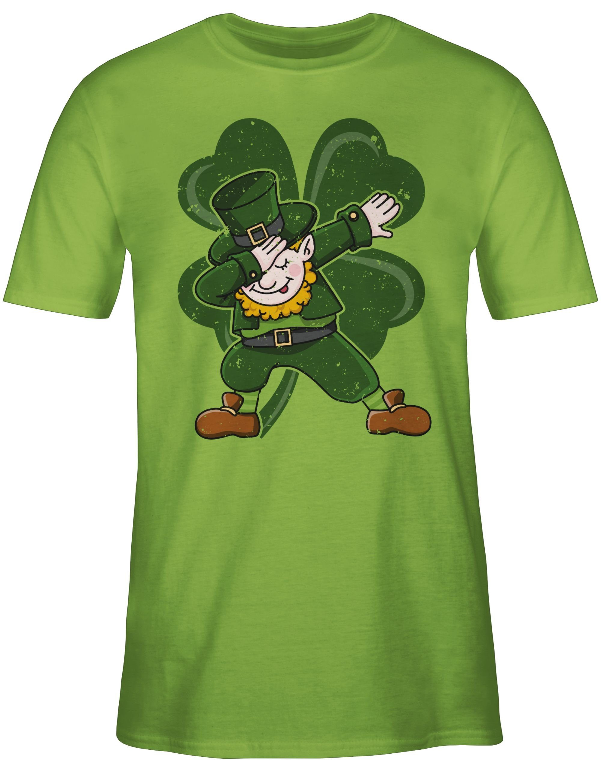 mit Leprechaun Kleeblatt Day Patricks Shirtracer St. Dabbing T-Shirt 02 Hellgrün