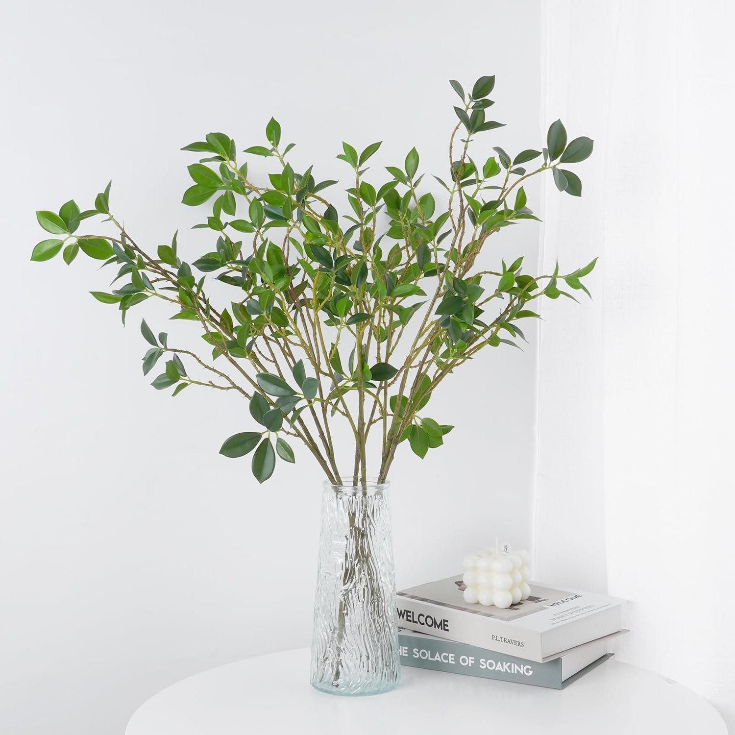 Kunstzweig Künstliche Ficus Zweige 6er-Set Hellgrün 70cm, LuxusKollektion, Höhe 70 cm