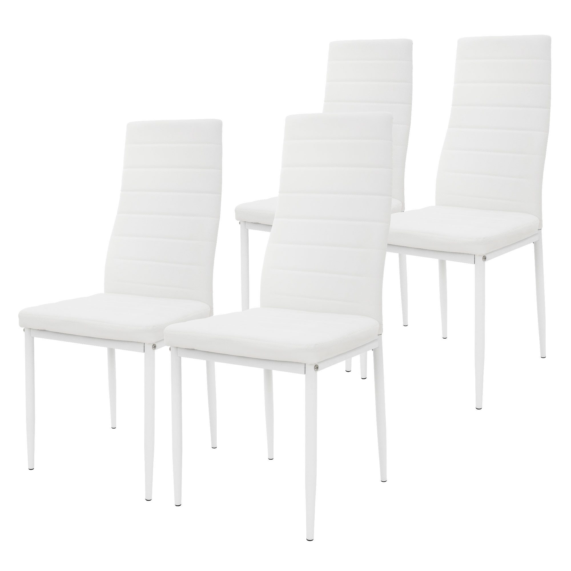 ML-DESIGN Polsterstuhl 4er Set Esszimmerstühle Küchenstühle mit Rückenlehne, Wohnzimmerstuhl (4 St), Ergonomischer Esstischstuhl mit Metallbeinen bis 120kg Kunstleder Weiß