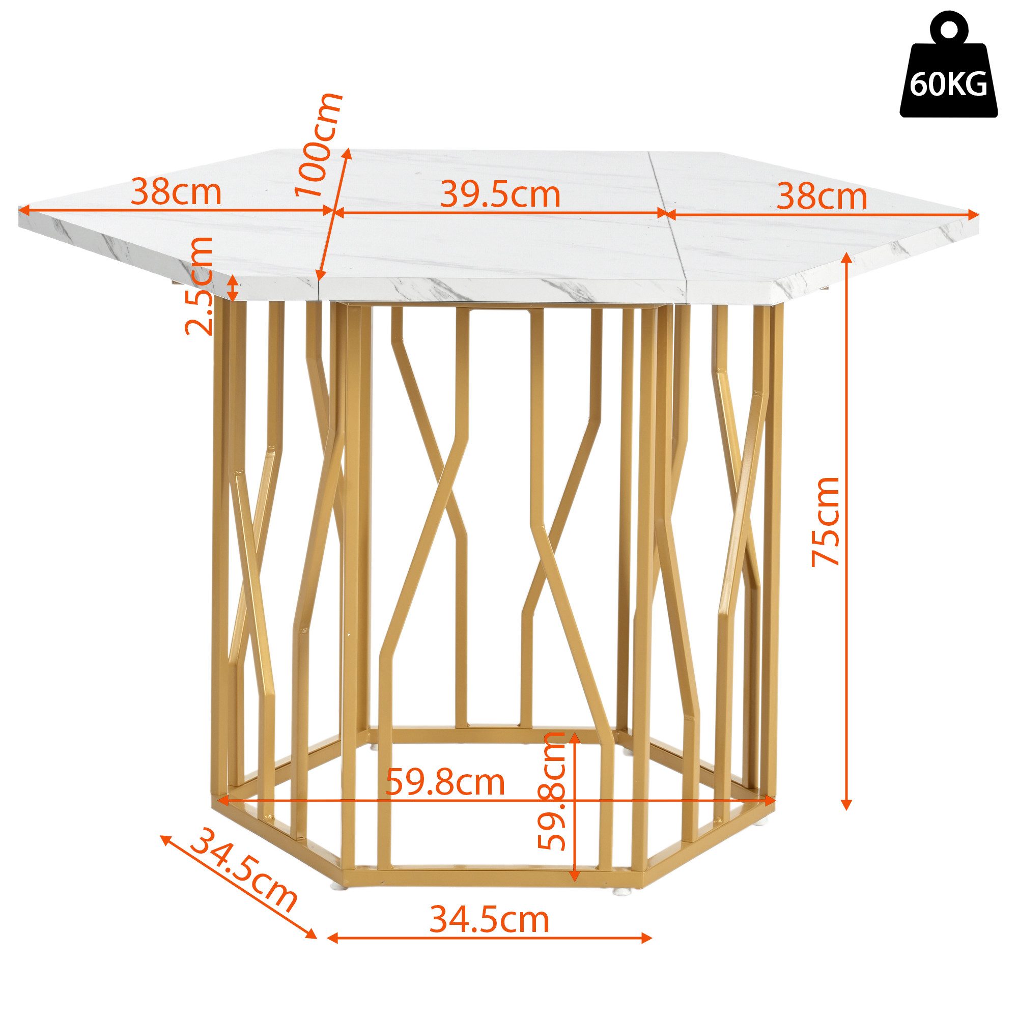 Flieks Essgruppe sechseckiger Esstisch mit 4 Stühlen Set, (Set, 5-tlg., 1 Tisch mit 4 Stühlen), Sitzgruppe Küchetisch 115,5x100x75 cm Esszimmerstuhl Samt – Bild 3 von 5