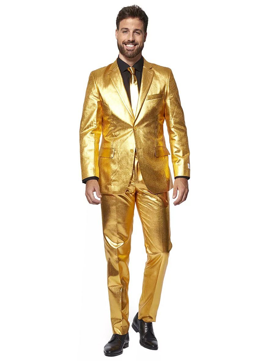 Opposuits Anzug Groovy Gold Kostüm Anzug - für Karneval Silvester Going for Gold: Bling-Bling zum Anziehen
