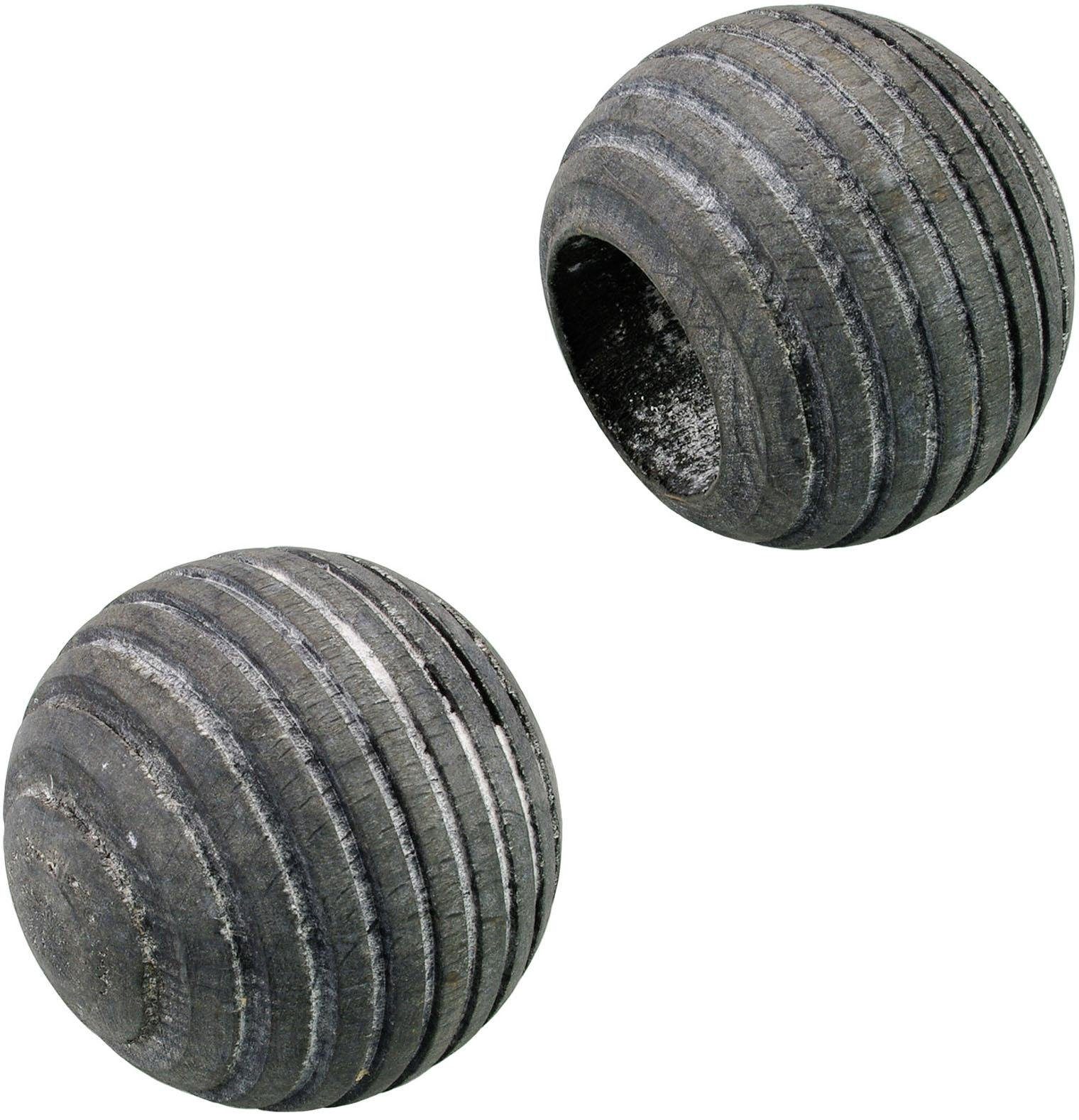 Liedeco Gardinenstange Terra Kugel mit Streifen, Ø 28 mm, 1-läufig, Fixmaß, verschraubt, Holzwerkstoff