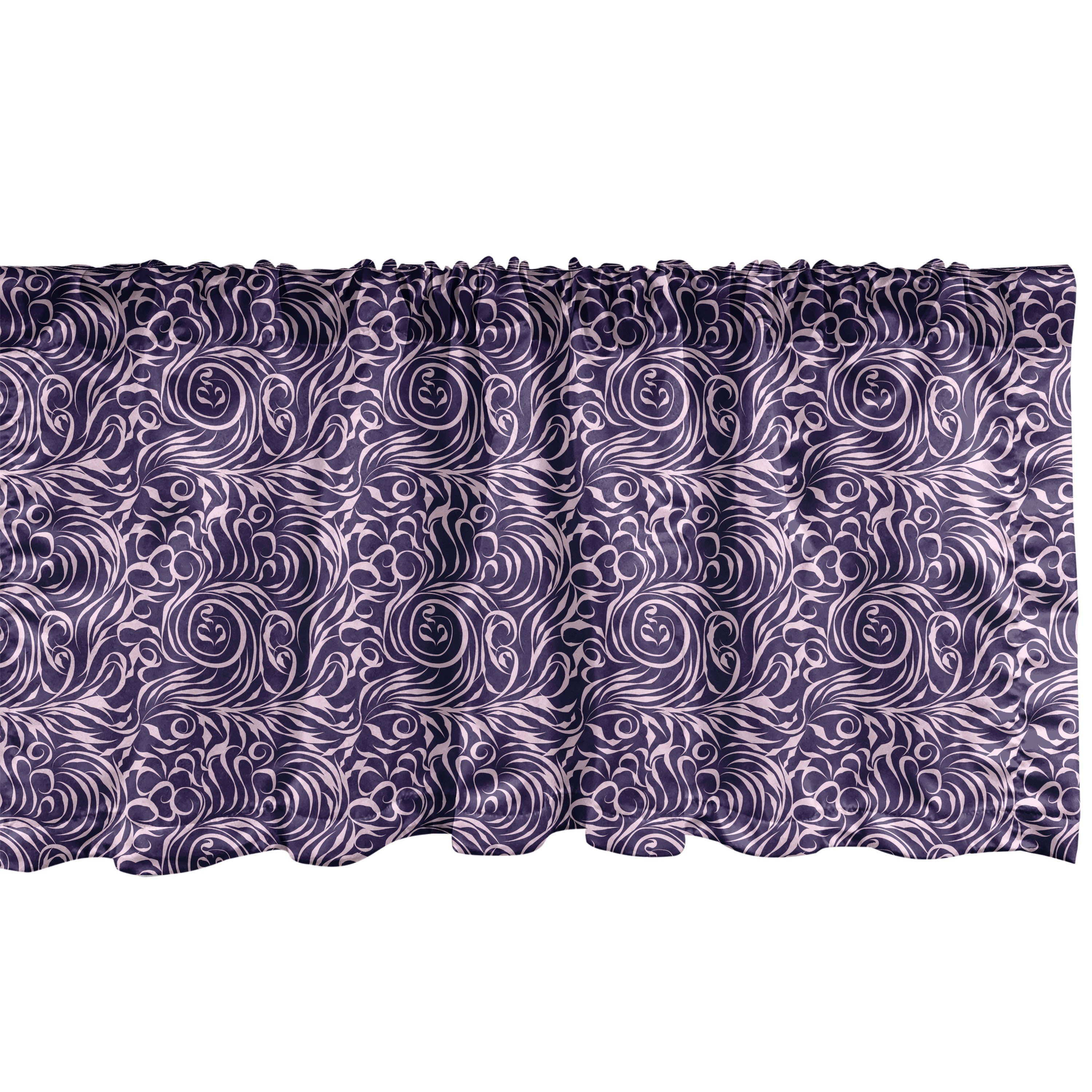Scheibengardine Vorhang Volant für Küche Schlafzimmer Dekor mit Stangentasche, Abakuhaus, Microfaser, Abstrakt Bicolored Blätter Motive