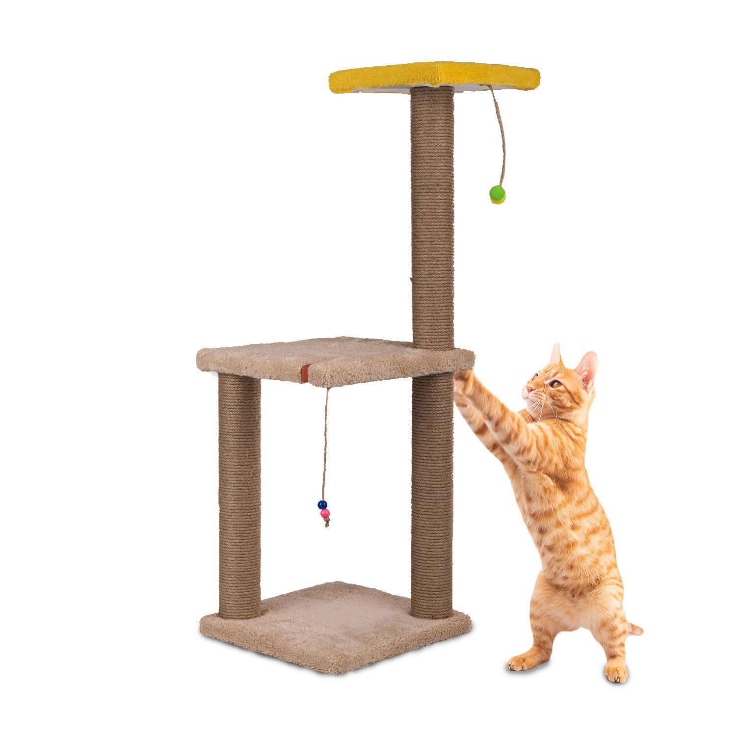 Jungengel Kratzbaum-Liegemulde XL Katzenbaum 82cm Katzenliege Katzenbett Kratzsäule Katzenkratzbaum, Размер XL, 3x Liegeflächen & 3x Kratzstangen, Robust, Einfache Montage