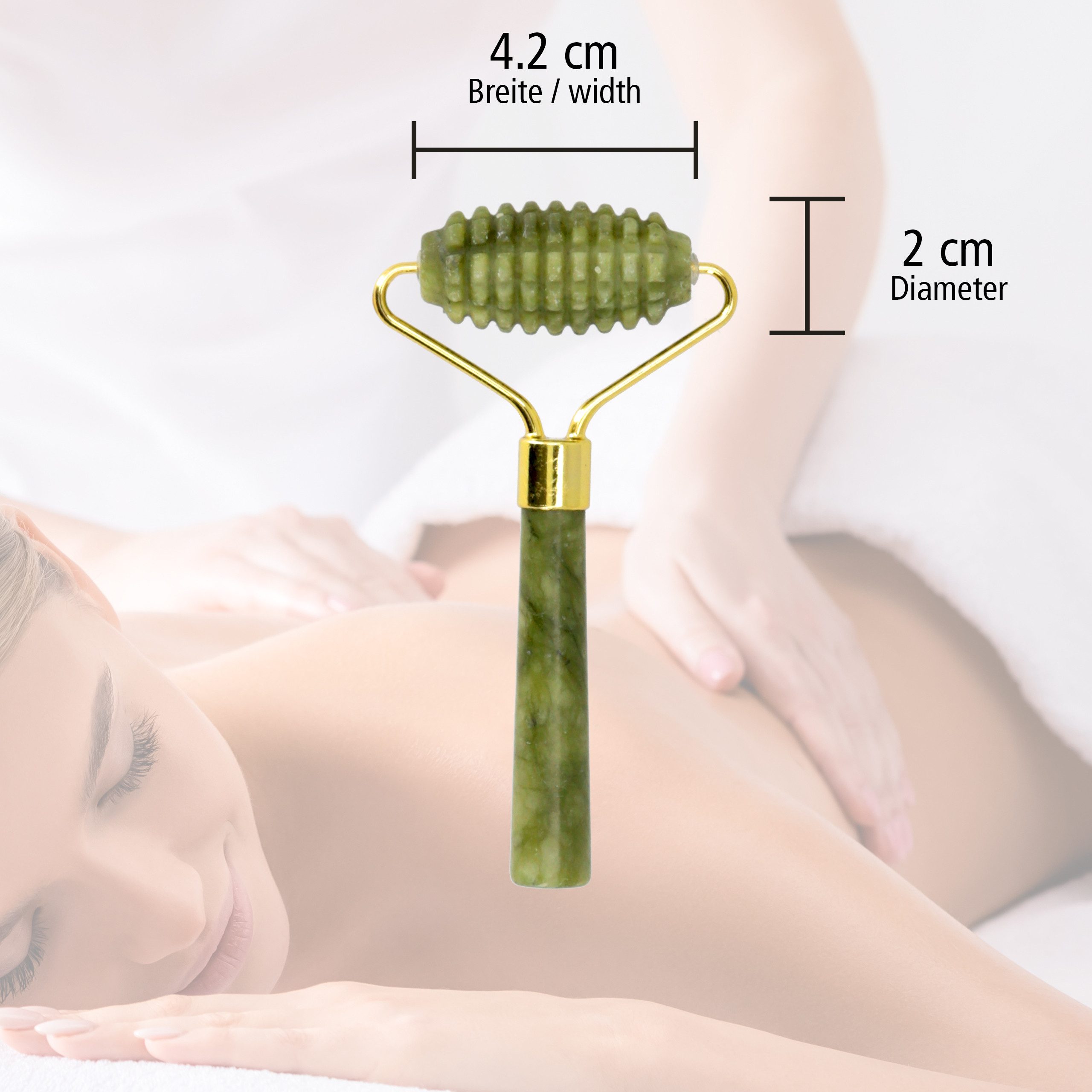 Lantelme Massagestein Jade Gesichtsmassage Anti-Aging Jadestein Gesicht Körper Hautpflege, 1-tlg., Auswahl Gua Sha Stein Stab Roller Kamm oder als Set – Bild 3 von 3