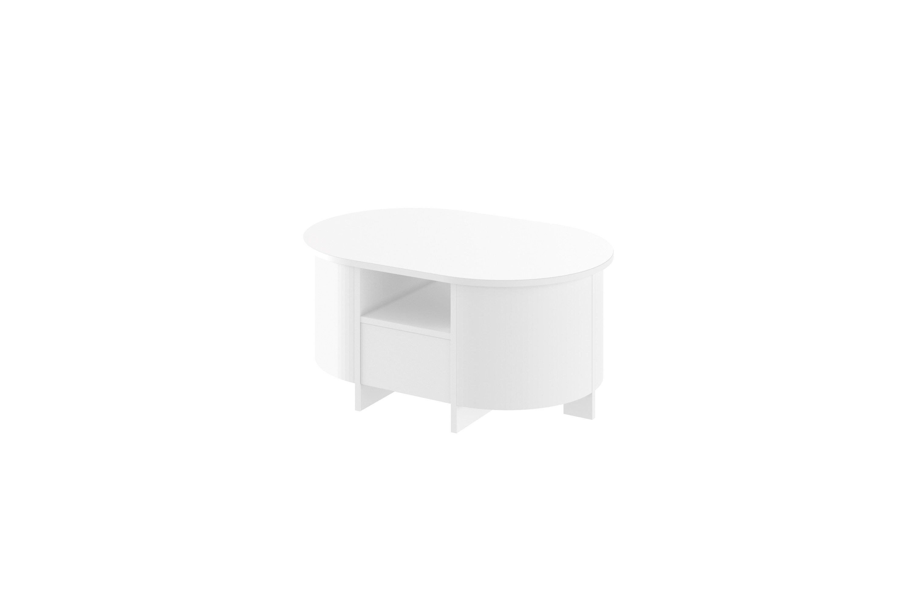 designimpex Couchtisch Design Couchtisch HCL-111 Oval Schublade Hochglanz Wohnzimmer Tisch