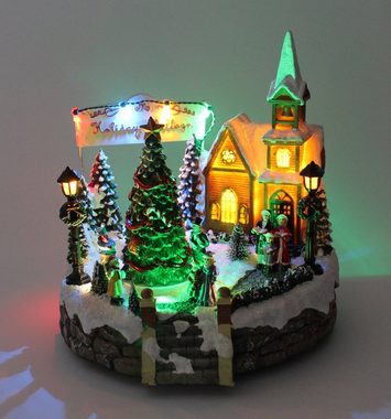 G. Wurm Weihnachtsszene Winterszene mit Beleuchtung, drehendem Weihnachtsbaum + Musik, Mit und ohne Musik betreibbar