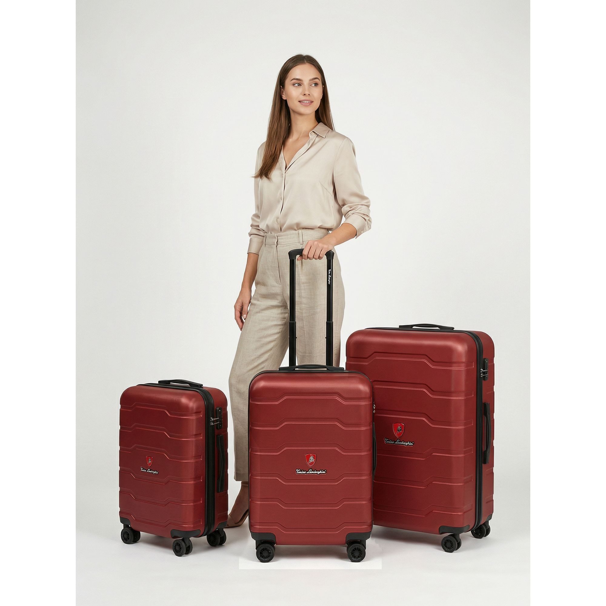 Tonino Lamborghini Trolleyset Bologna, 4 Rollen, (3-teilig, 3 tlg), ABS