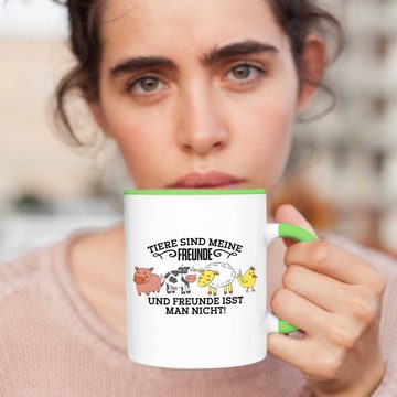 Trendation Tasse Lustige Veganer Tasse - "Tiere sind meine Freunde" Geschenk für Tierli