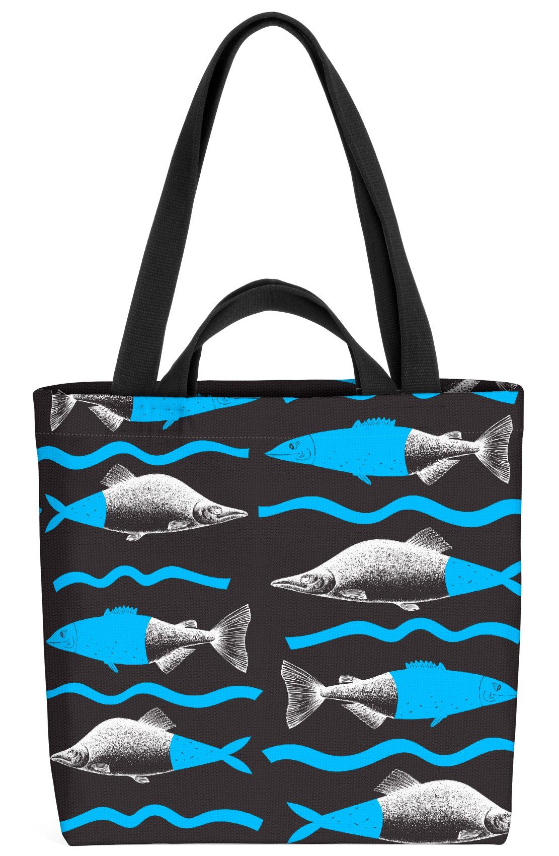 VOID Henkeltasche (1-tlg), Fische Meer Muster Blau Fische Meer Muster Blau Meerestiere Nautik Fl