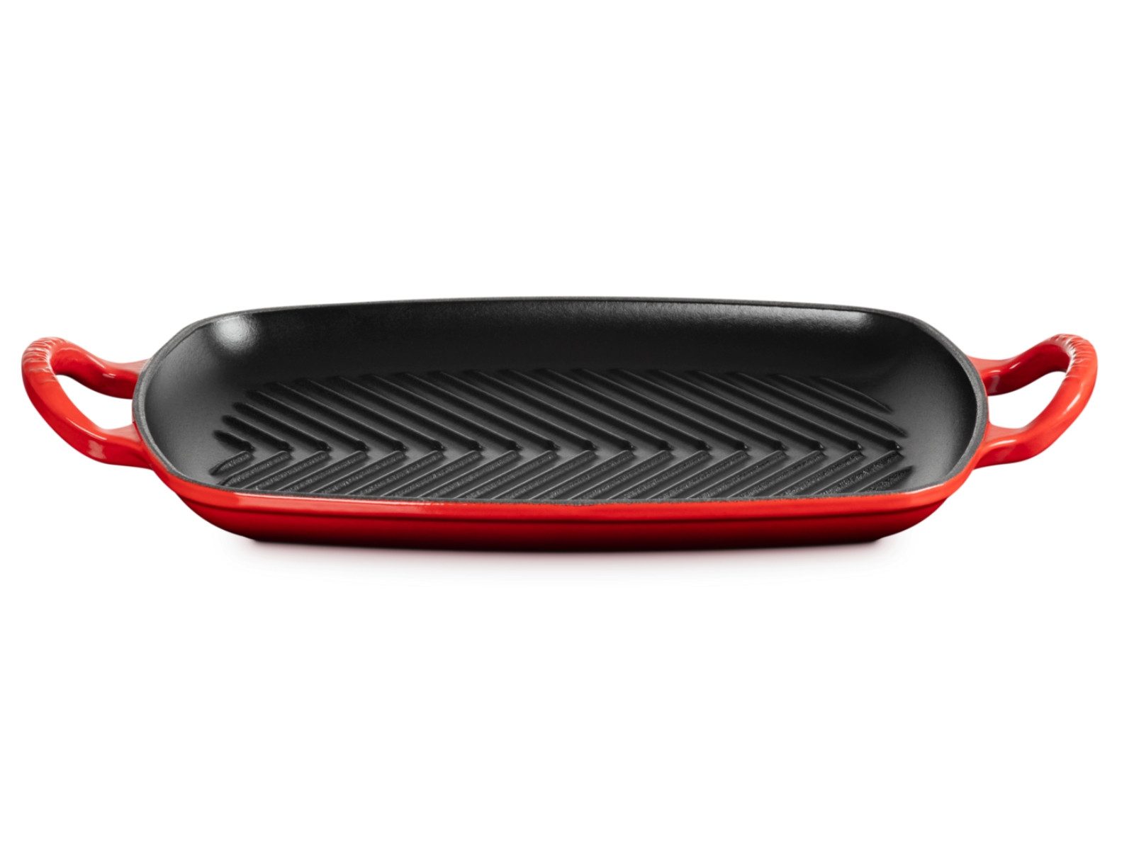 LE CREUSET Servierplatte Grillplatte Signature rechteckig kirschrot 30cm, Emailliertes Gusseisen, (Grillplatten)