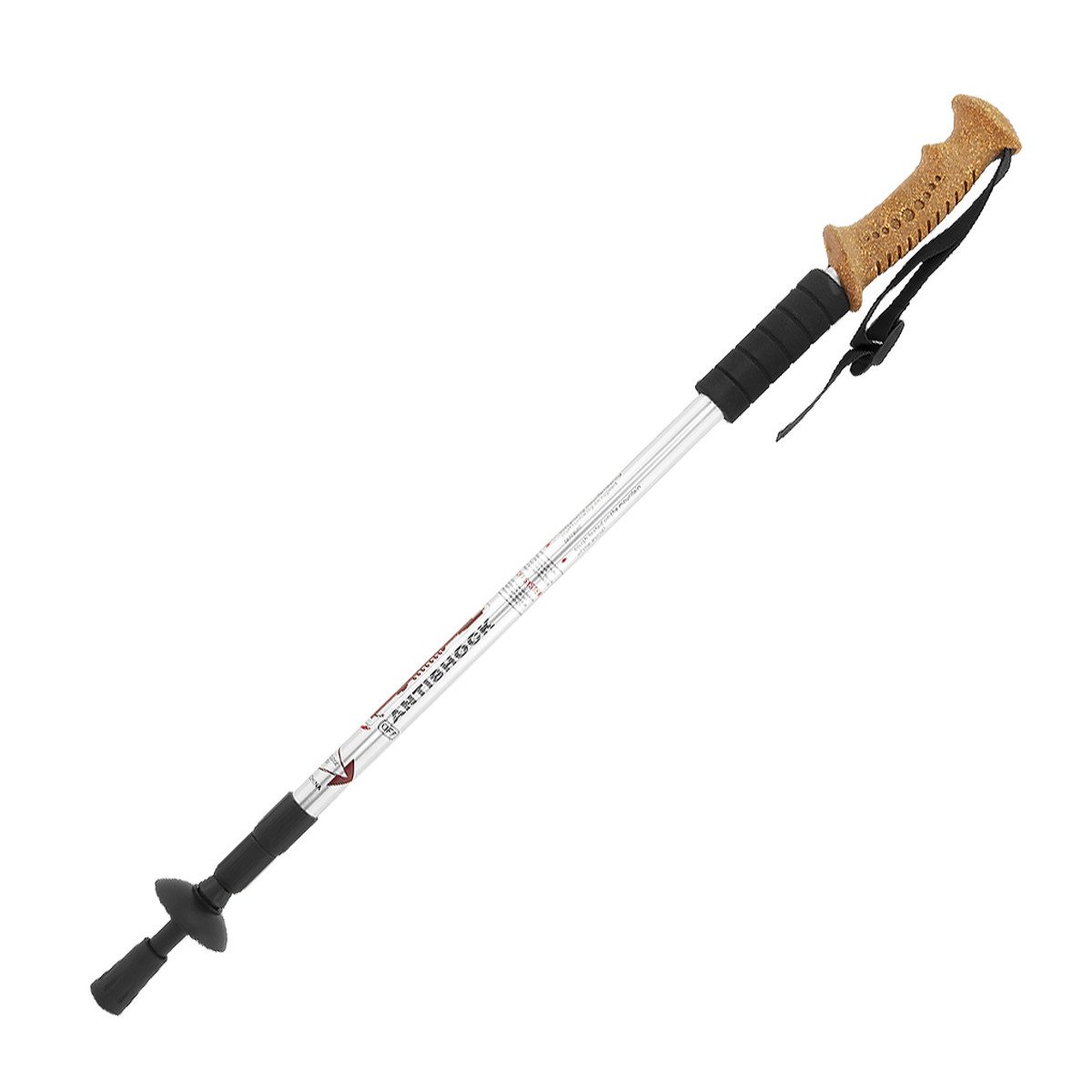 MidGard Nordic-Walking-Stöcke Wanderstоck 65-135cm Teleskop Antischock Stock Korkgriff Dämpfung (1 St), Leicht, mit ergonomischen Korkgriffe