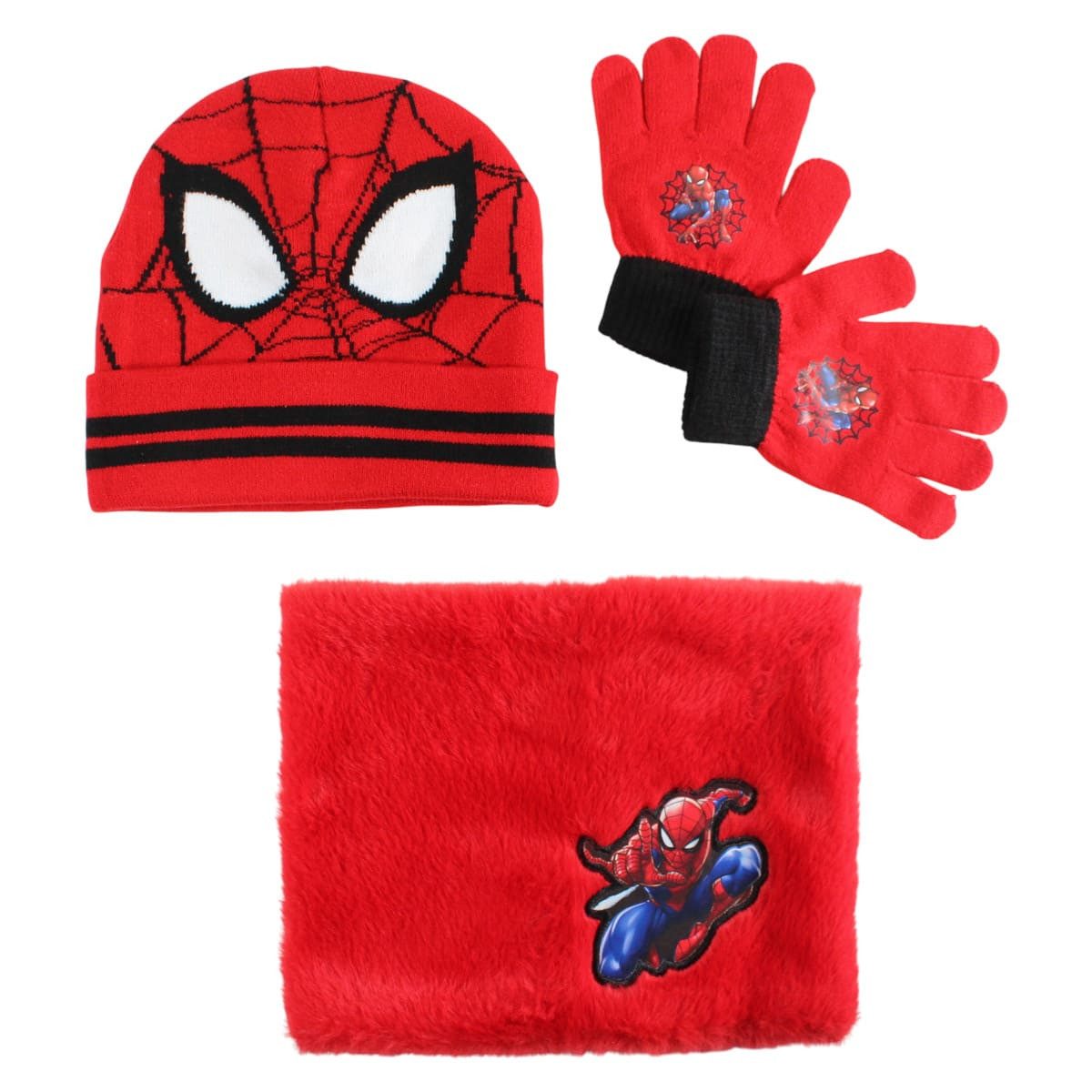 MARVEL Jerseymütze Spiderman Kinder Herbst Winter Set Mütze Loop plus Handschuhe 53/54 (3-St)