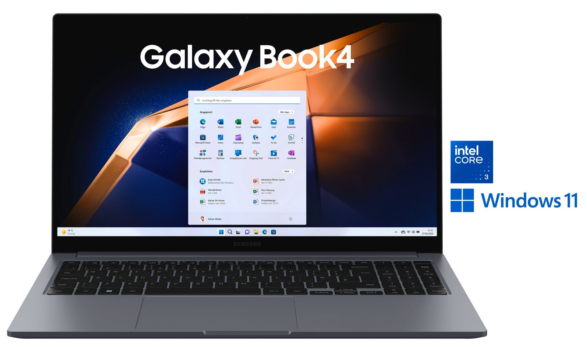 Samsung Galaxy Book4 15,6'' (NP750X) Core i3 8GB 256GB Notebook (39,6 cm/15,6 Zoll, Intel Core i3, Intel Graphics, 8 GB, 256 GB SSD)