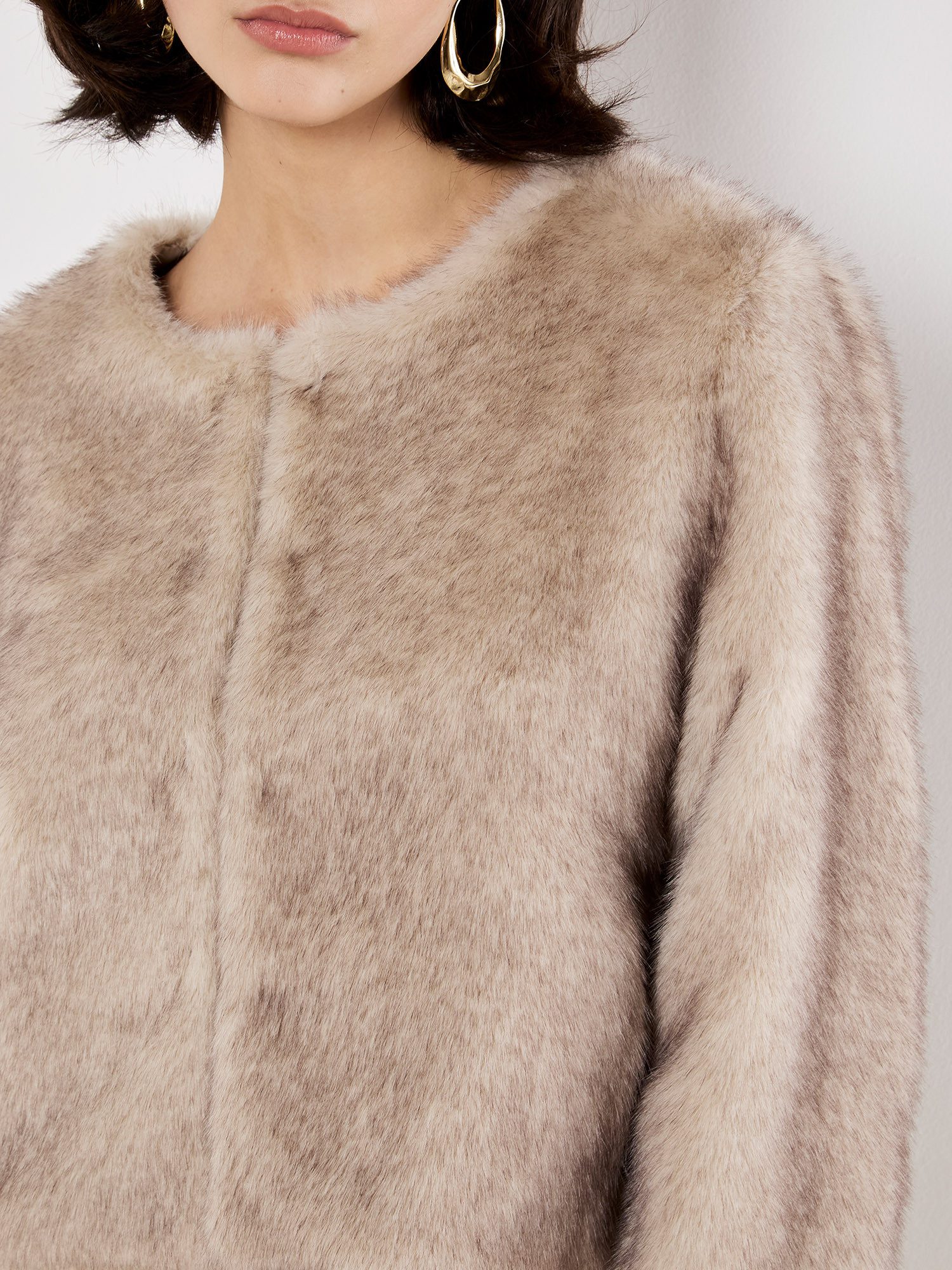 Apricot Fellimitatjacke Kunstfelljacke mit Taschen