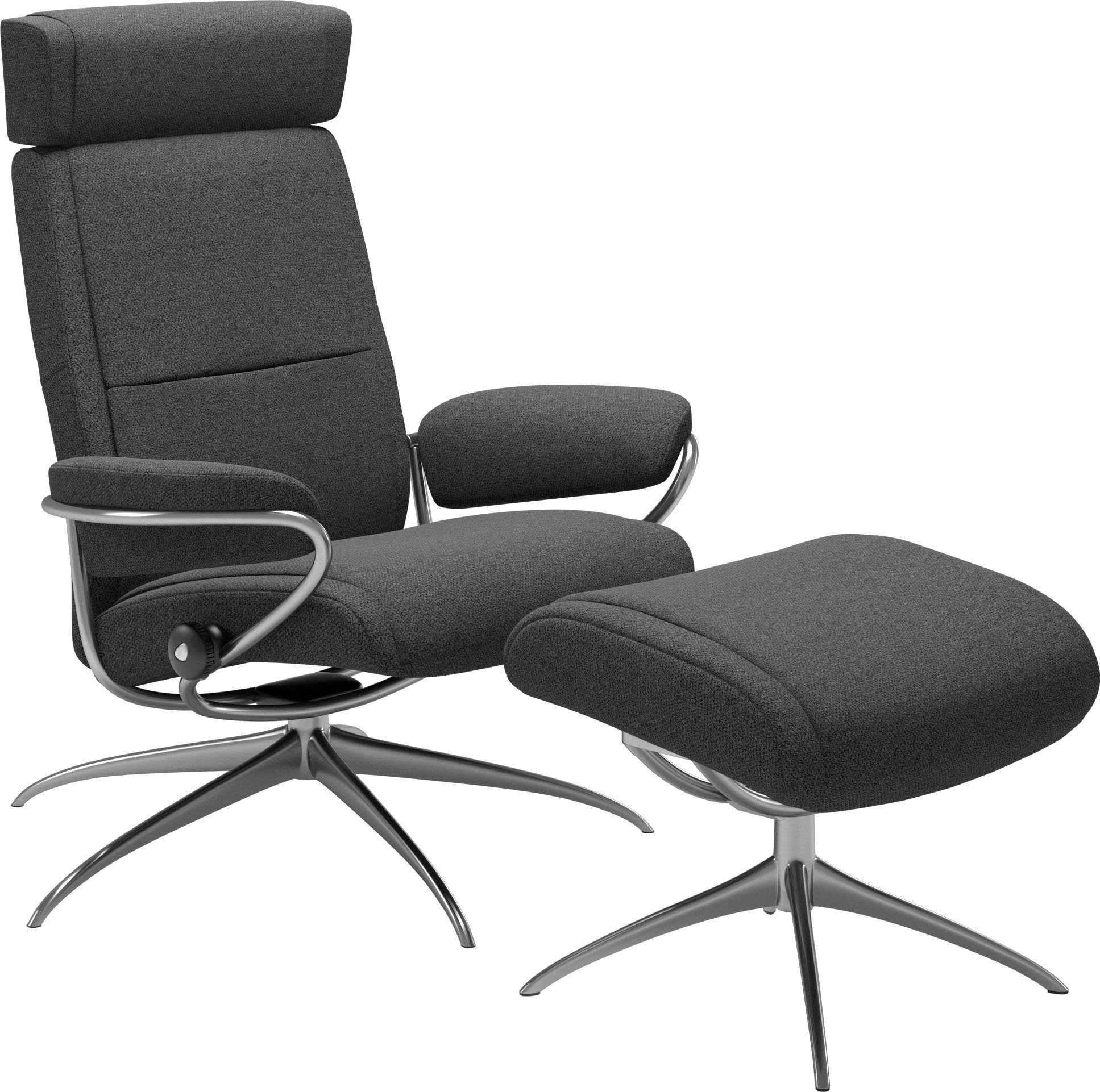 (Set, Chrom Relaxsessel Stressless® mit Back mit mit Base, Star Kopfstütze, Paris Relaxsessel Gestell Low Hocker, mit Hocker),