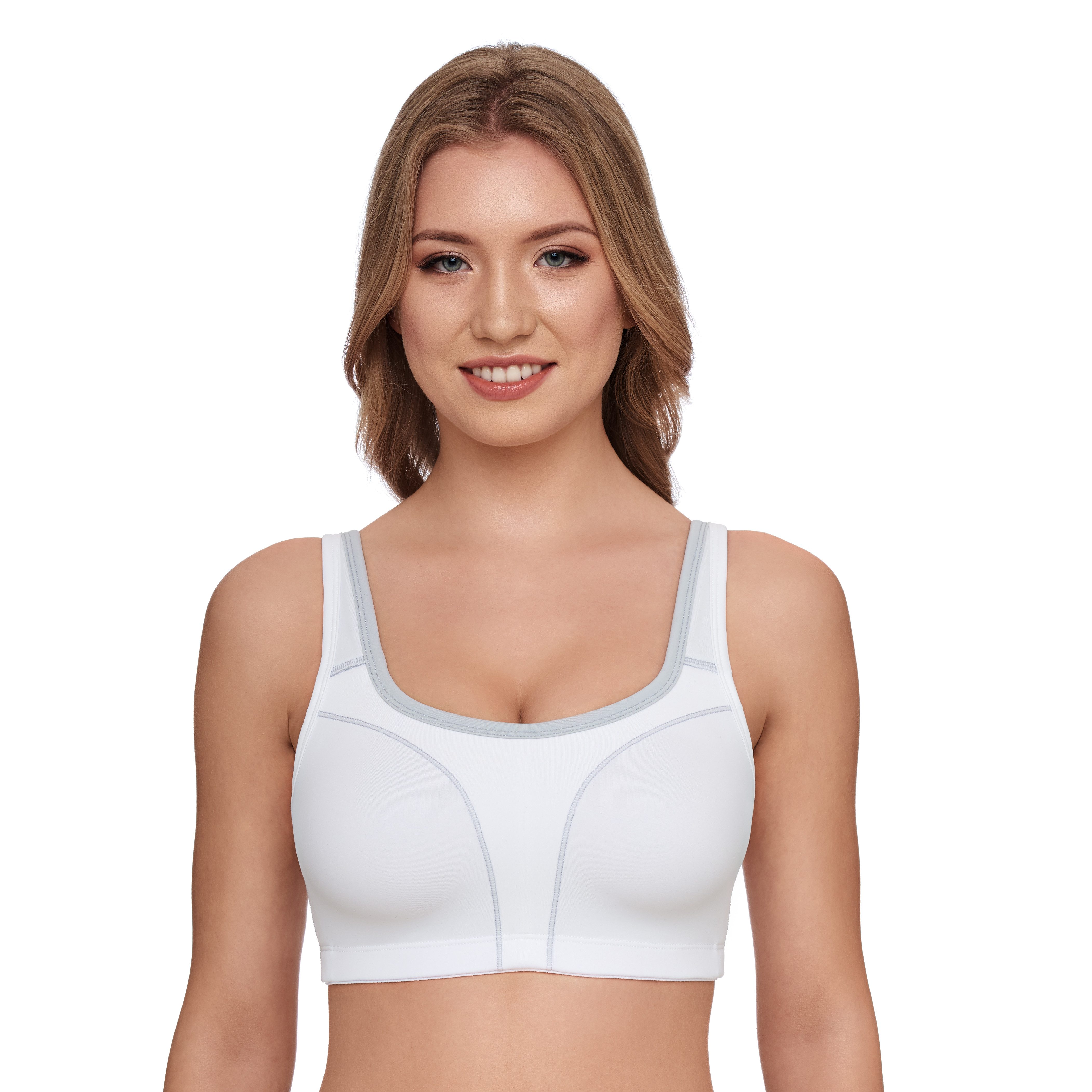 Susa Sport BH Damen Ohne Bügel – Crop Top Mit Starkem Halt Bis Körbchengröße F, Schwarz Mit Pinker Borte