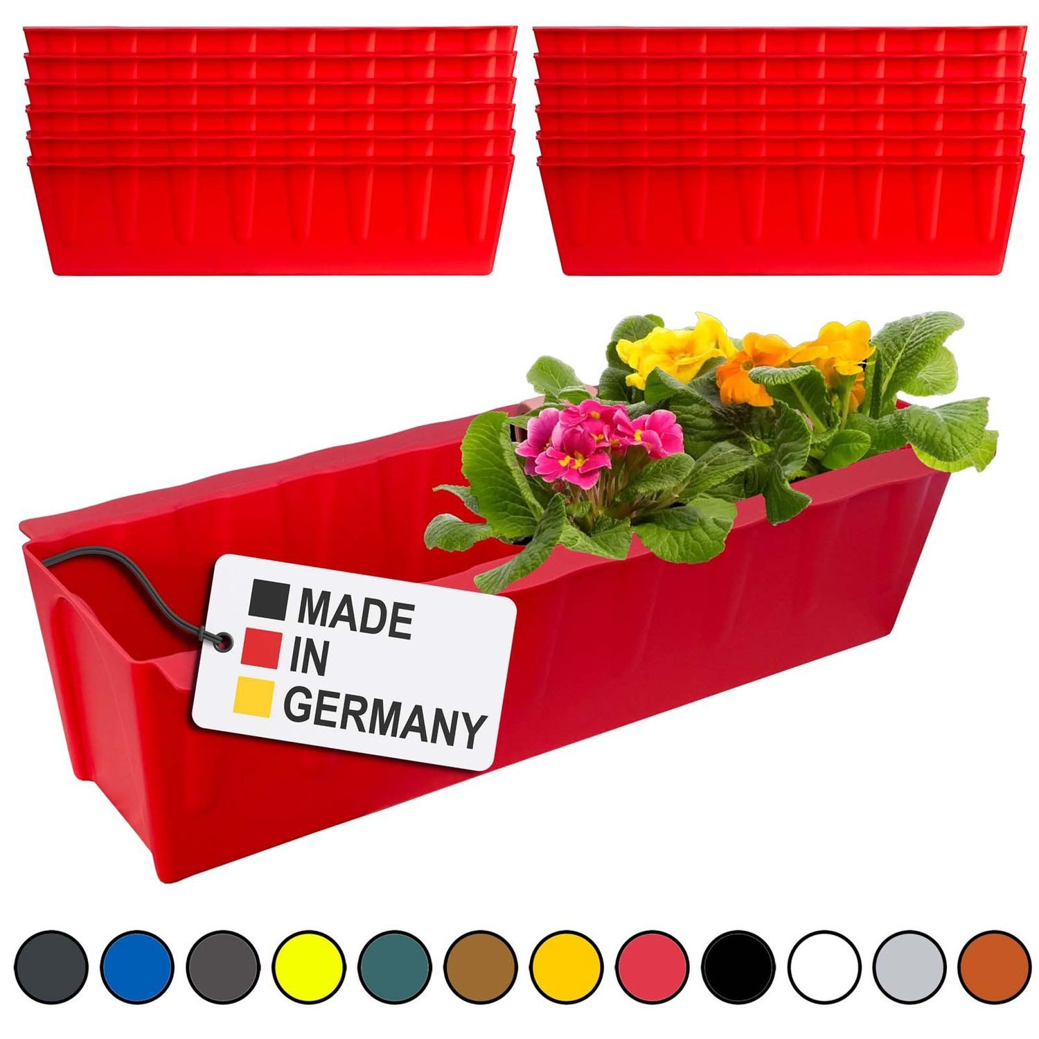 BURI Blumenkasten Blumenkasten Europaletten 12er-Set Rot Pflanzkasten Balkonkasten