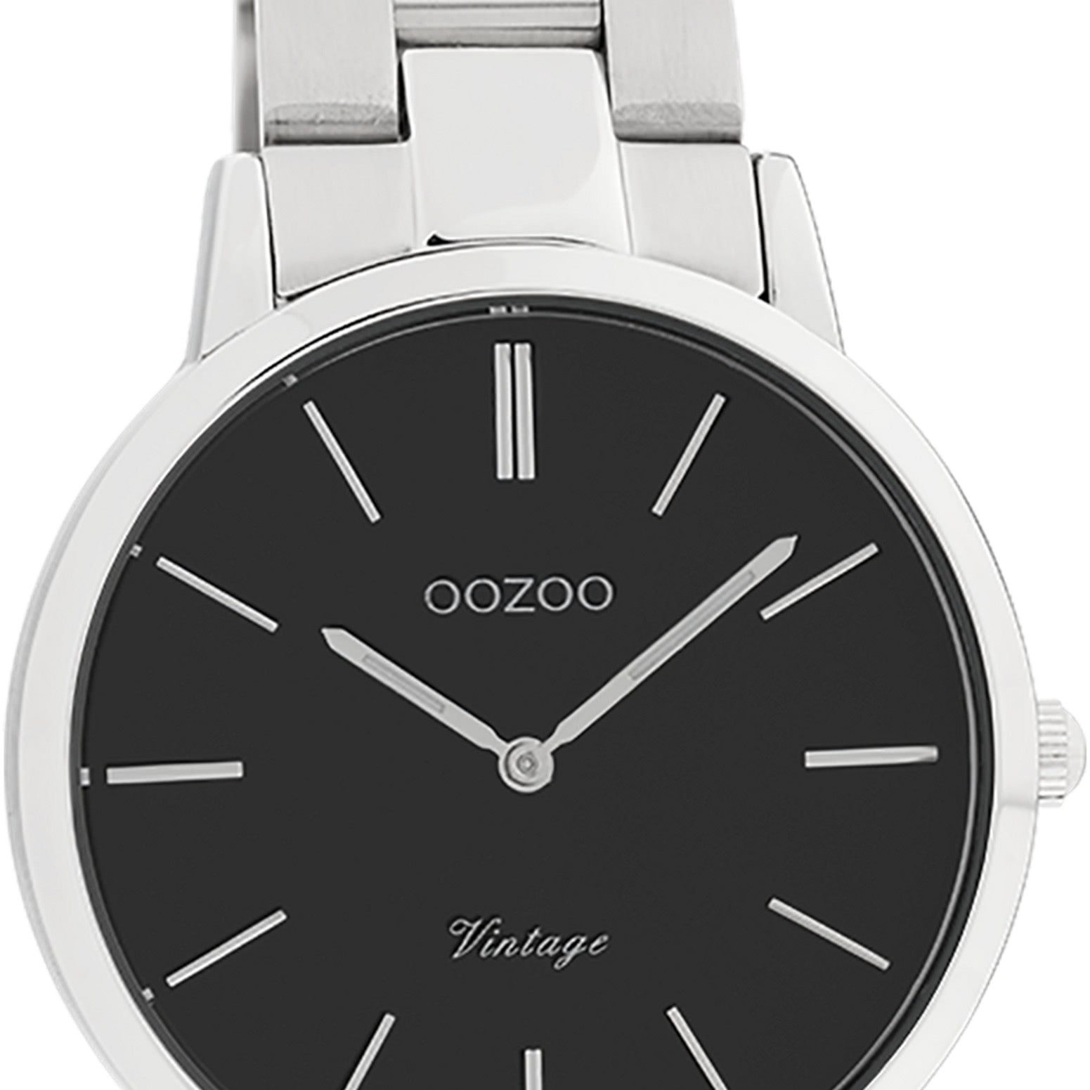 OOZOO Quarzuhr Oozoo Damen Armbanduhr Vintage Series, (Analoguhr), Damenuhr rund, mittel (ca. 34mm), Metallarmband silber, Fashion