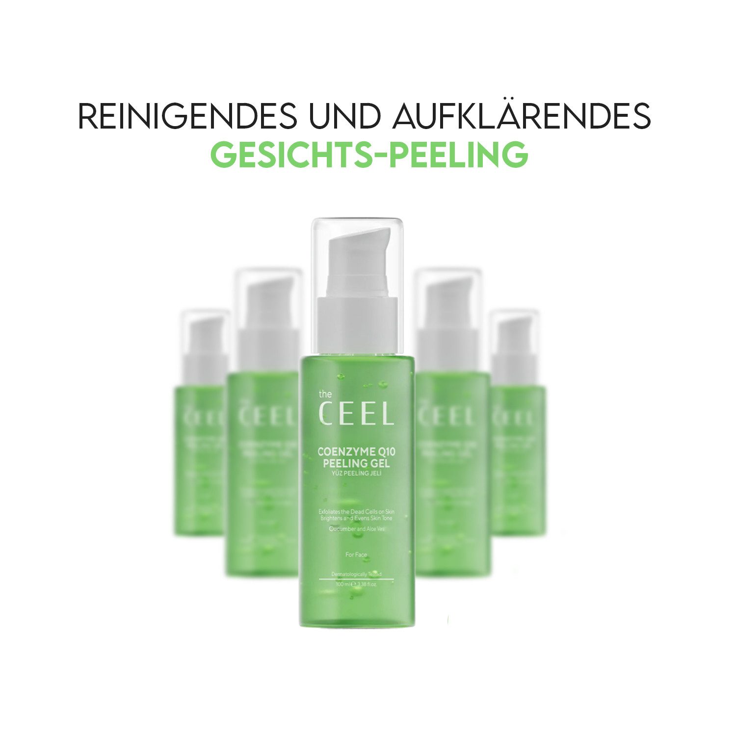 THE CEEL Gesichtspflege Gesichtspeeling Gel 100 ml-Aloe Vera Extrakt Coenzym Q10 Pflege, Reinigendes und aufhellendes Gesichtspeeling Gel