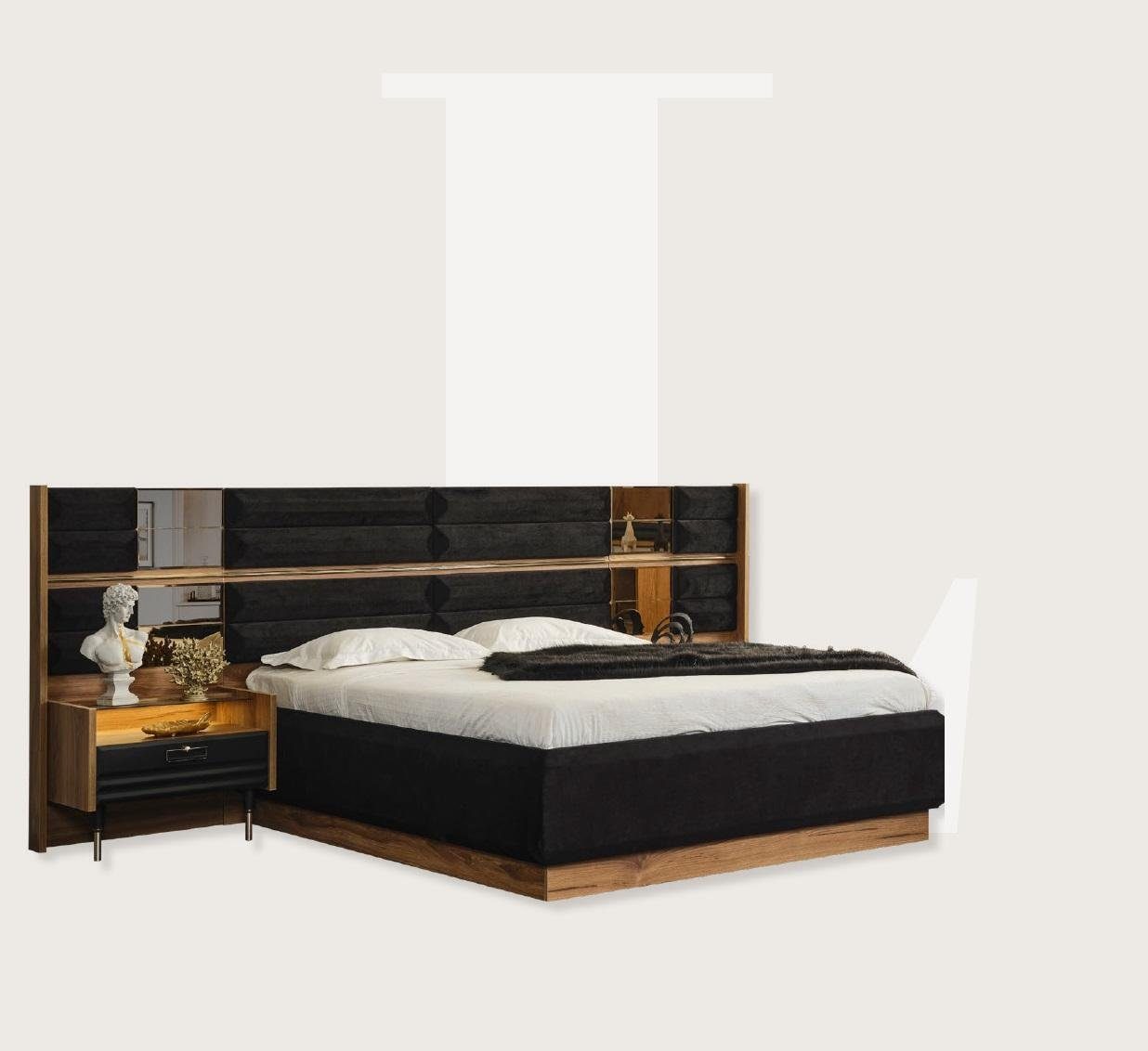 JVmoebel Bett Doppelbett Schwarz Design Design Modernes Luxus Betten Bett Möbel