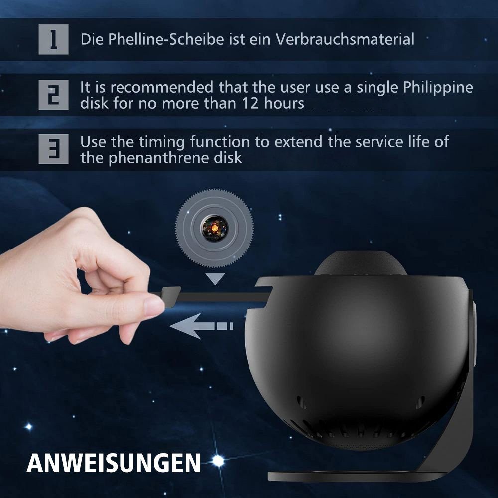 Projektor 360°-Drehung Sternenhimmel Nachtlicht Planetarium JOYOLEDER Schwarz LED Diaprojektor Galaxy Projektor,